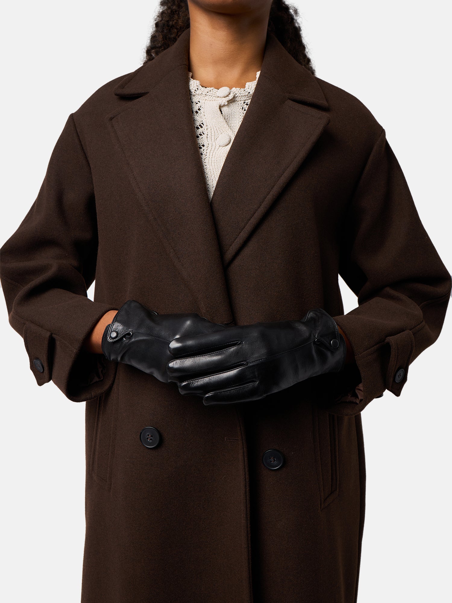 RE:DESIGNED Lissa 6626 Lederhandschuhe Schwarz Fleece
