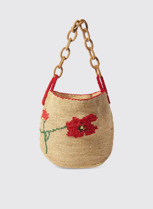 Maria la Rosa Poppyelle Tote Natural Blumen-Stickerei