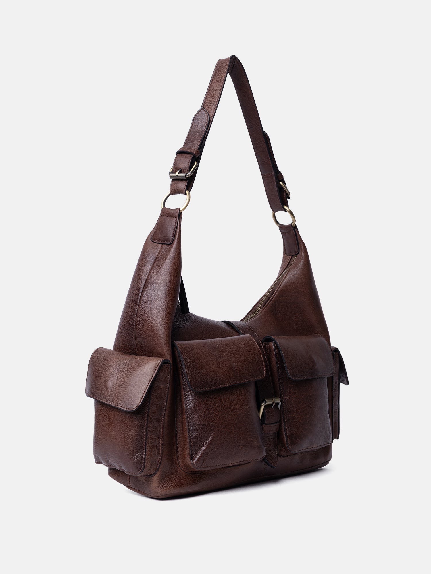 RE:DESIGNED Solvej Large Schultertasche Woodsmoke Vollleder
