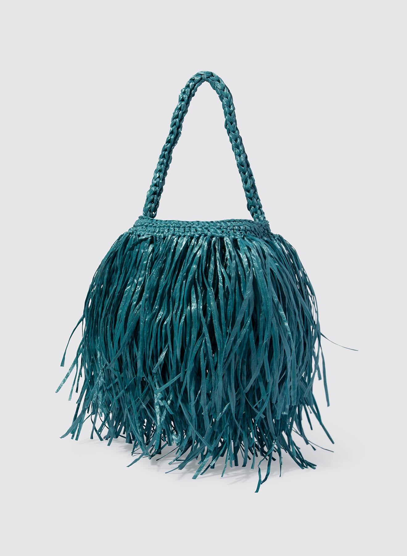Maria la Rosa Apache Bucket Eimer-Tasche Natural Fransen