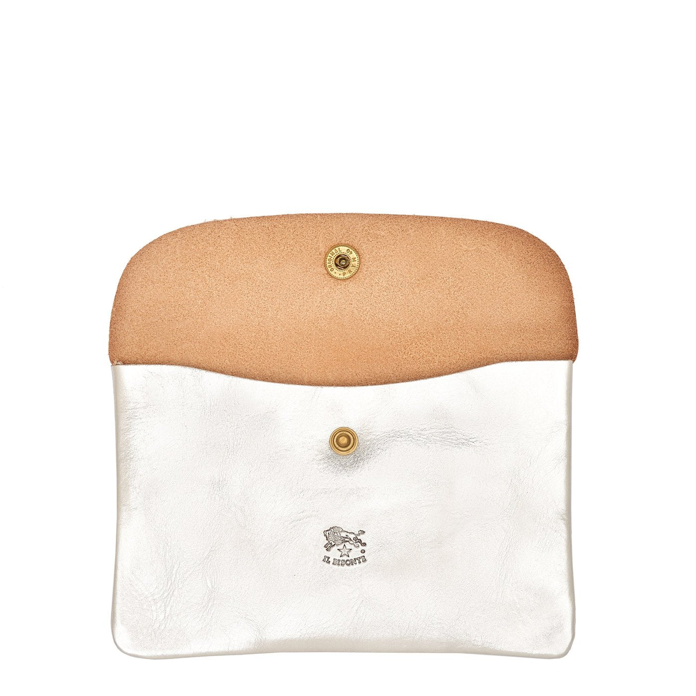 Il Bisonte Pochette Silber Metallic Vollleder