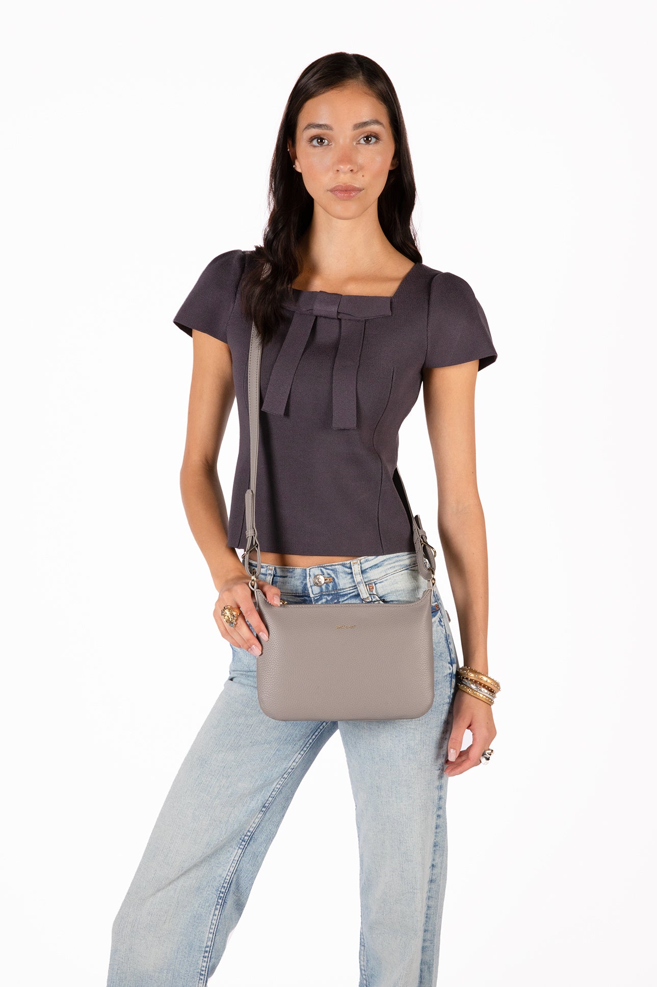 Matt & Nat Jina Schultertasche Schwarz mit 2 Riemen