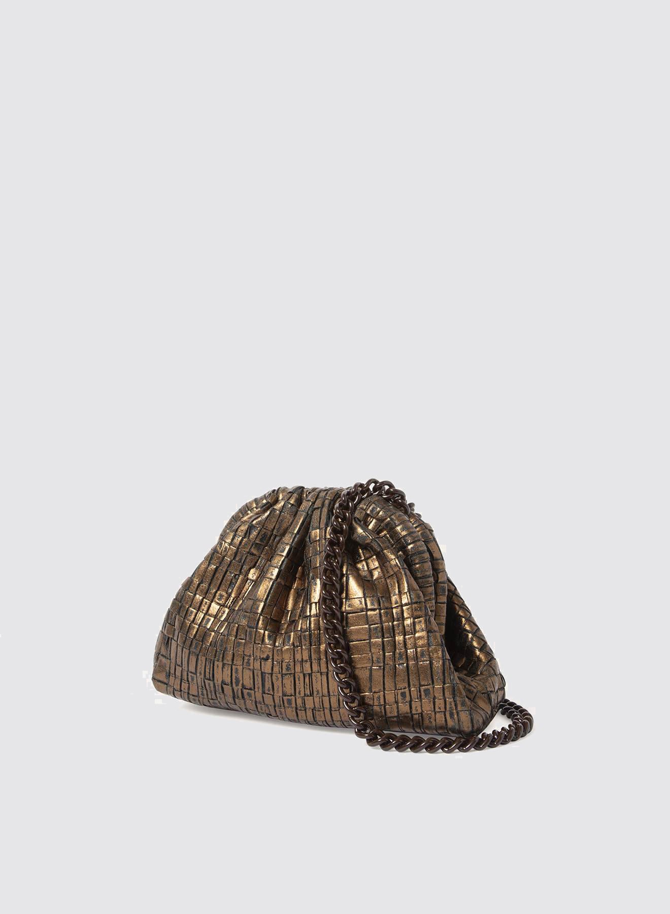 Maria la Rosa Mini Game Bag Laminated Clutch Schwarz