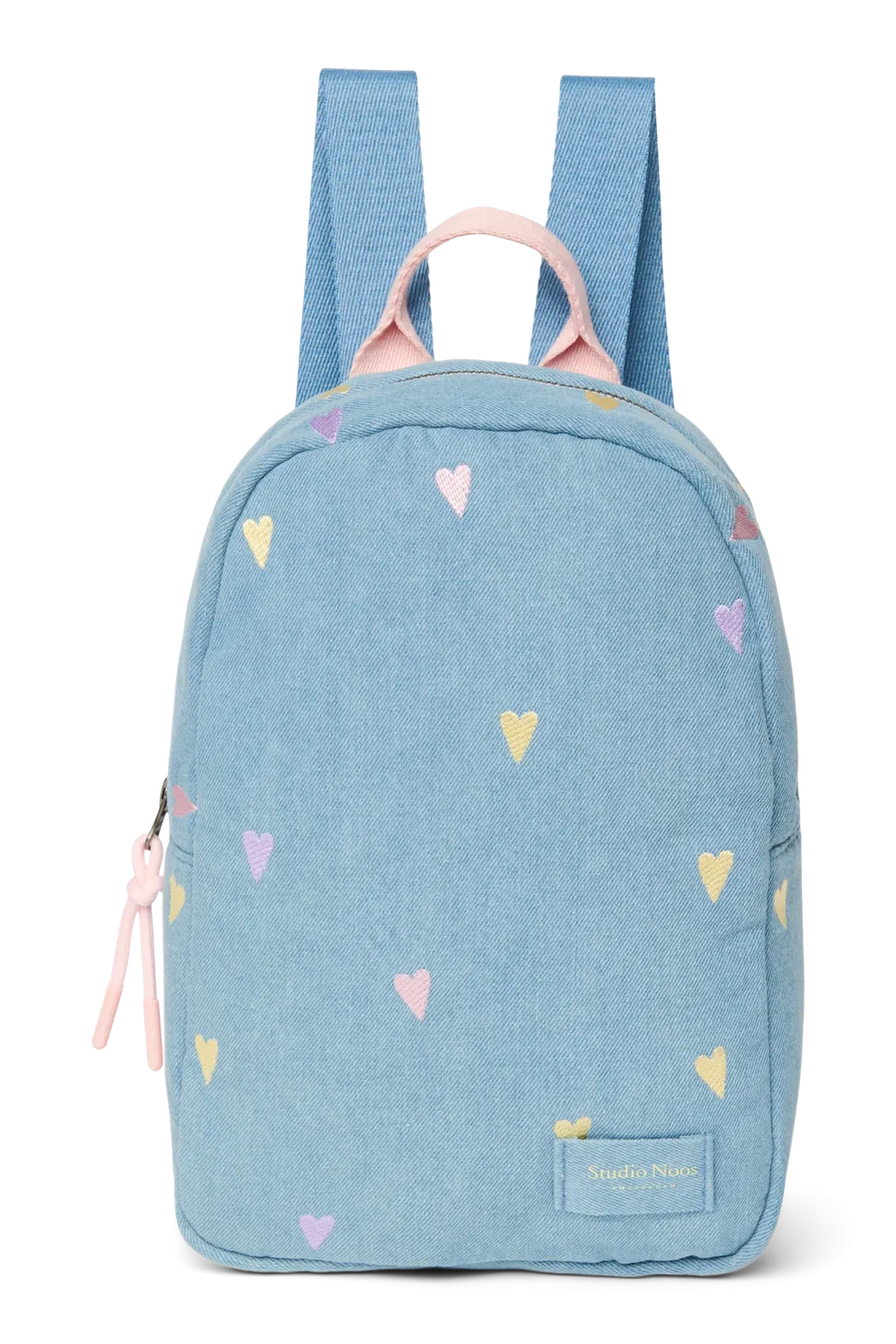 Studio Noos Denim Mini Rucksack Light Blue Hearts Kinder