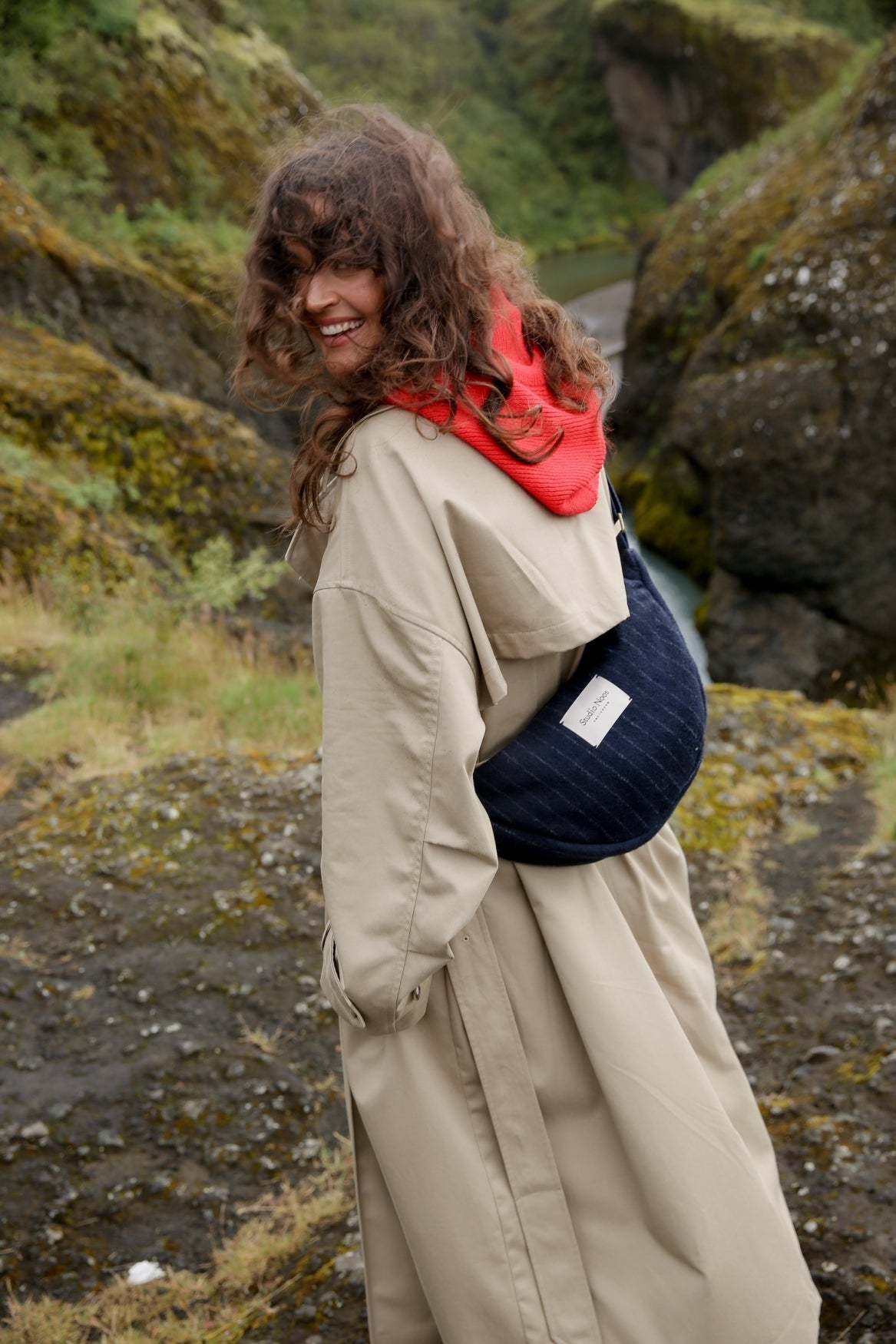 Studio Noos Chalkstripe Fanny Pack Bauchtasche Dunkelblau