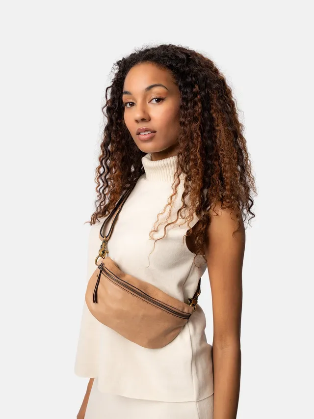 RE:DESIGNED Gisela Bauchtasche Taupe Vollleder verstellbar
