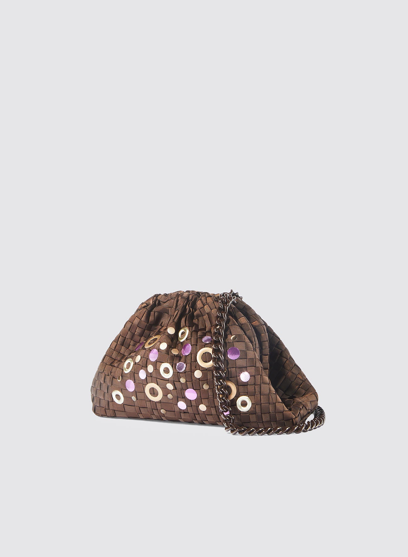Maria la Rosa Rivets Mini Bag Clutch Dunkelbraun gewebt