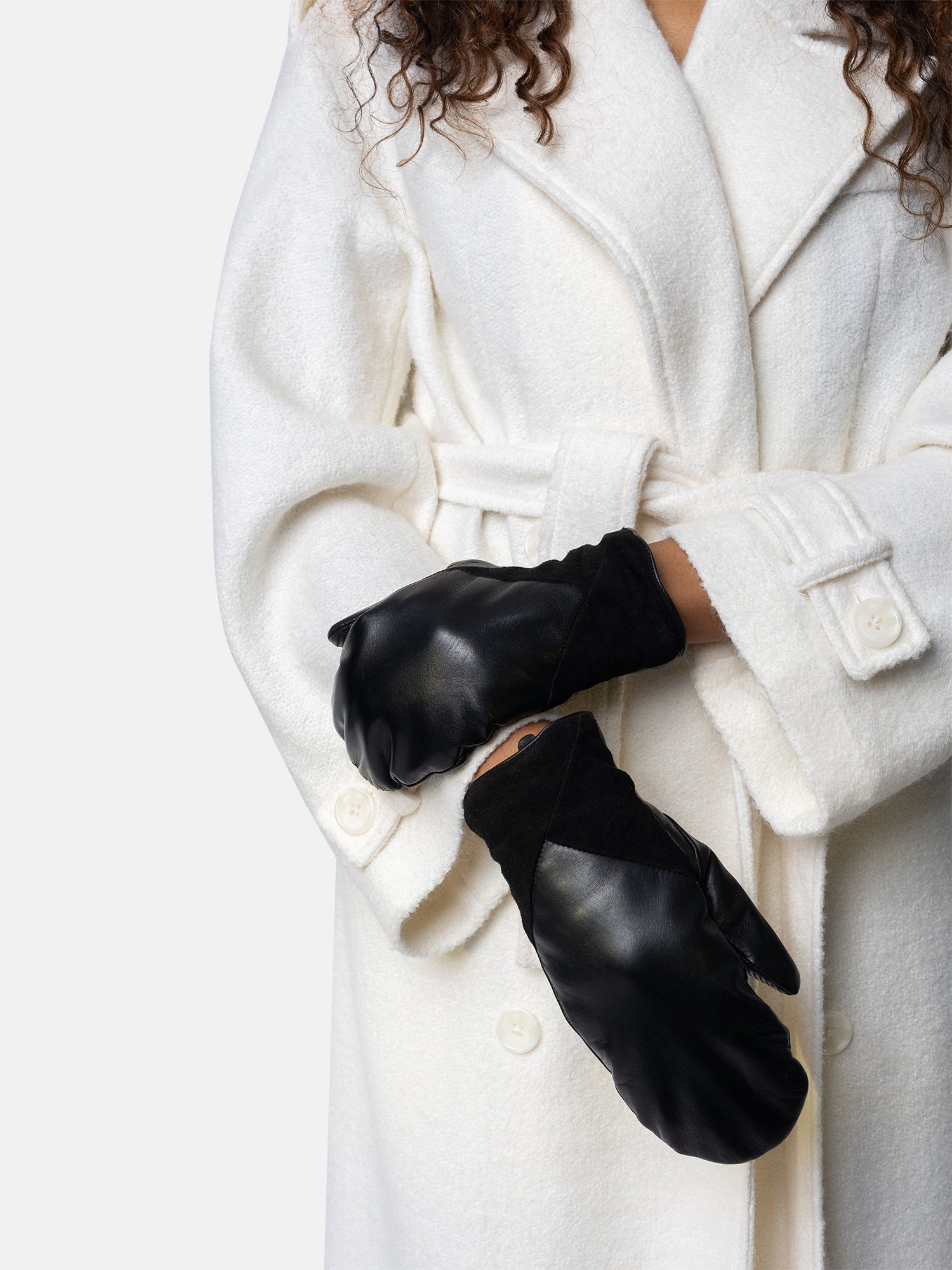 RE:DESIGNED Karma Mitten Fäustlinge Schwarz Leder