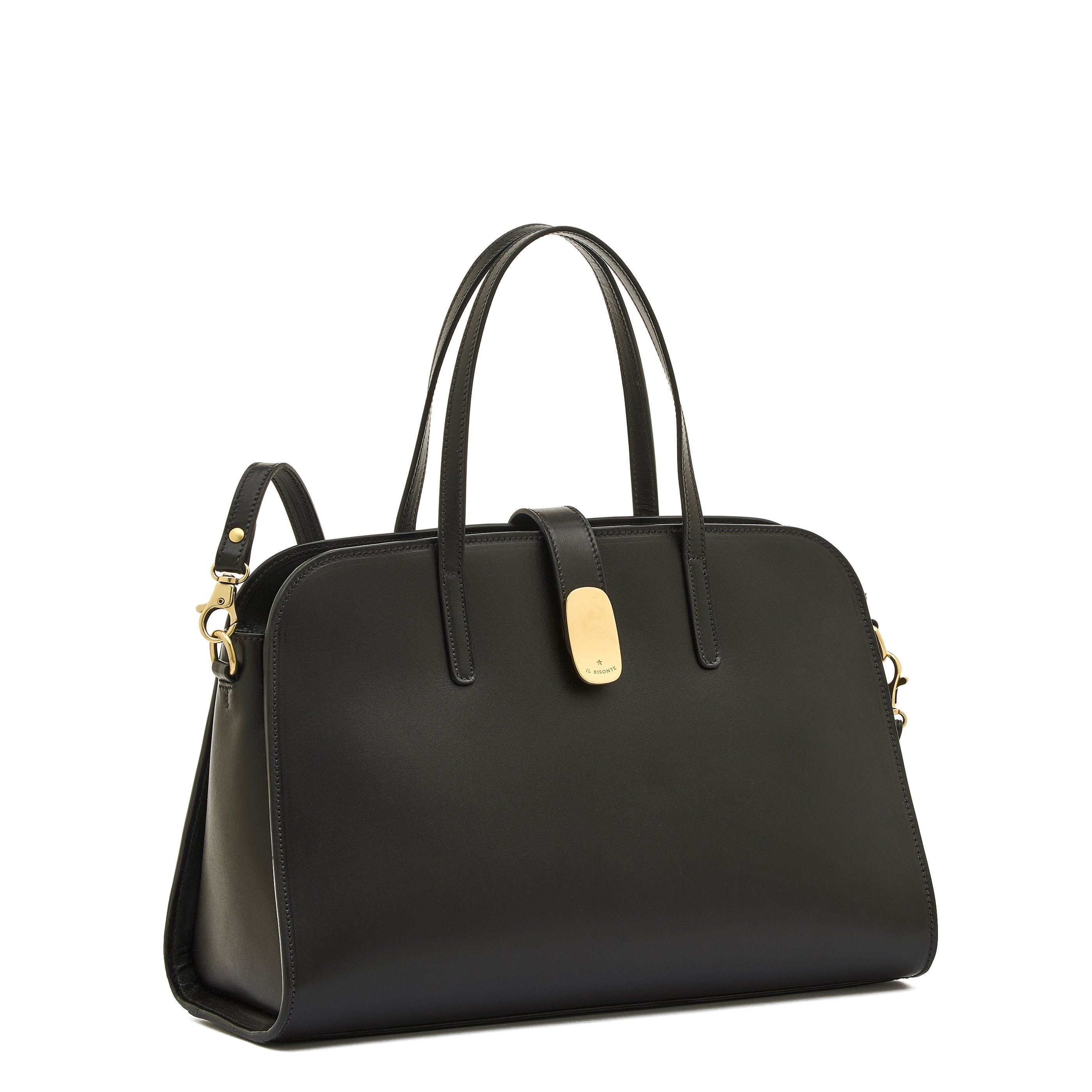 Il Bisonte Atelier Handtasche Schwarz Vollleder