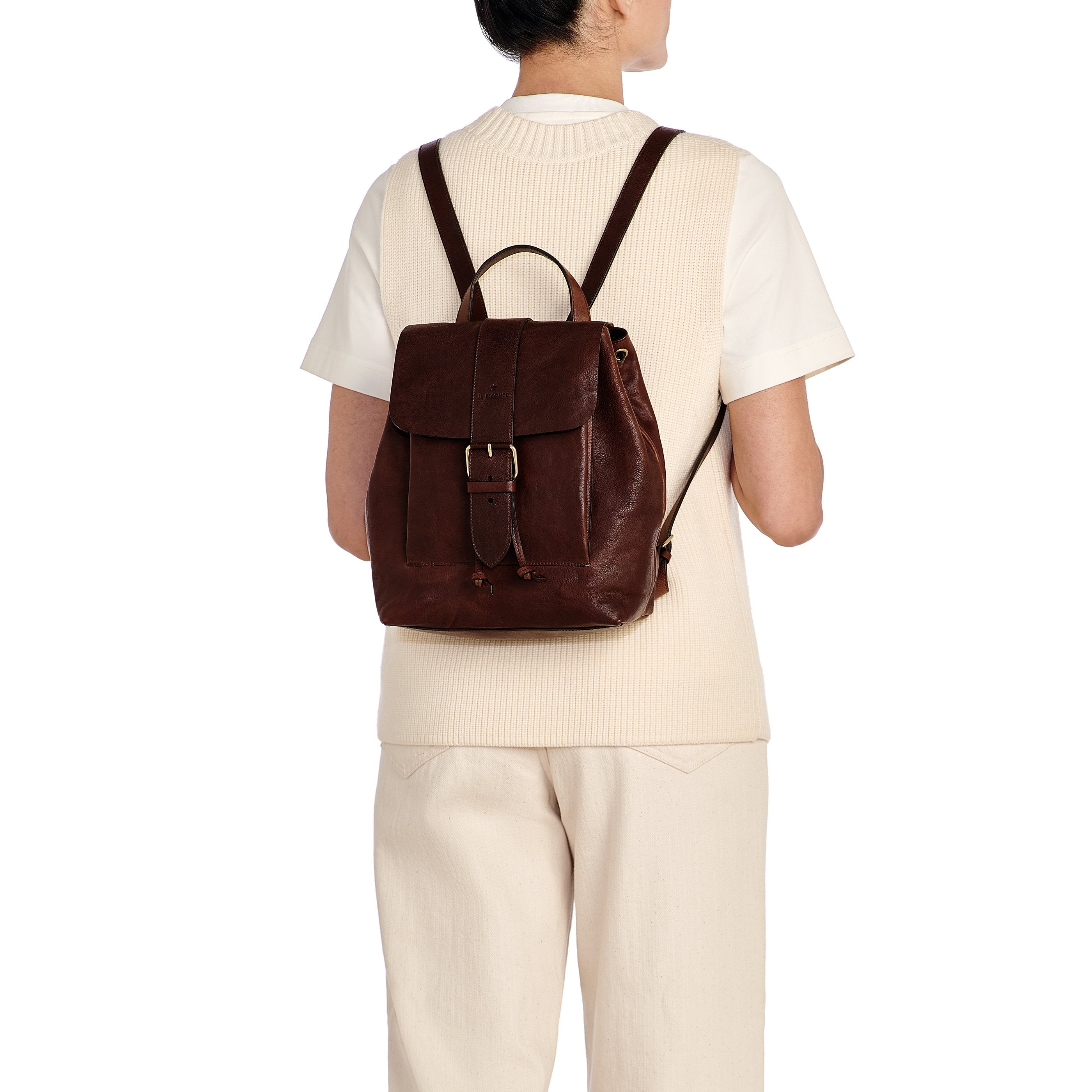 Il Bisonte 1990 Rucksack Leder kaffee Damen Vintage