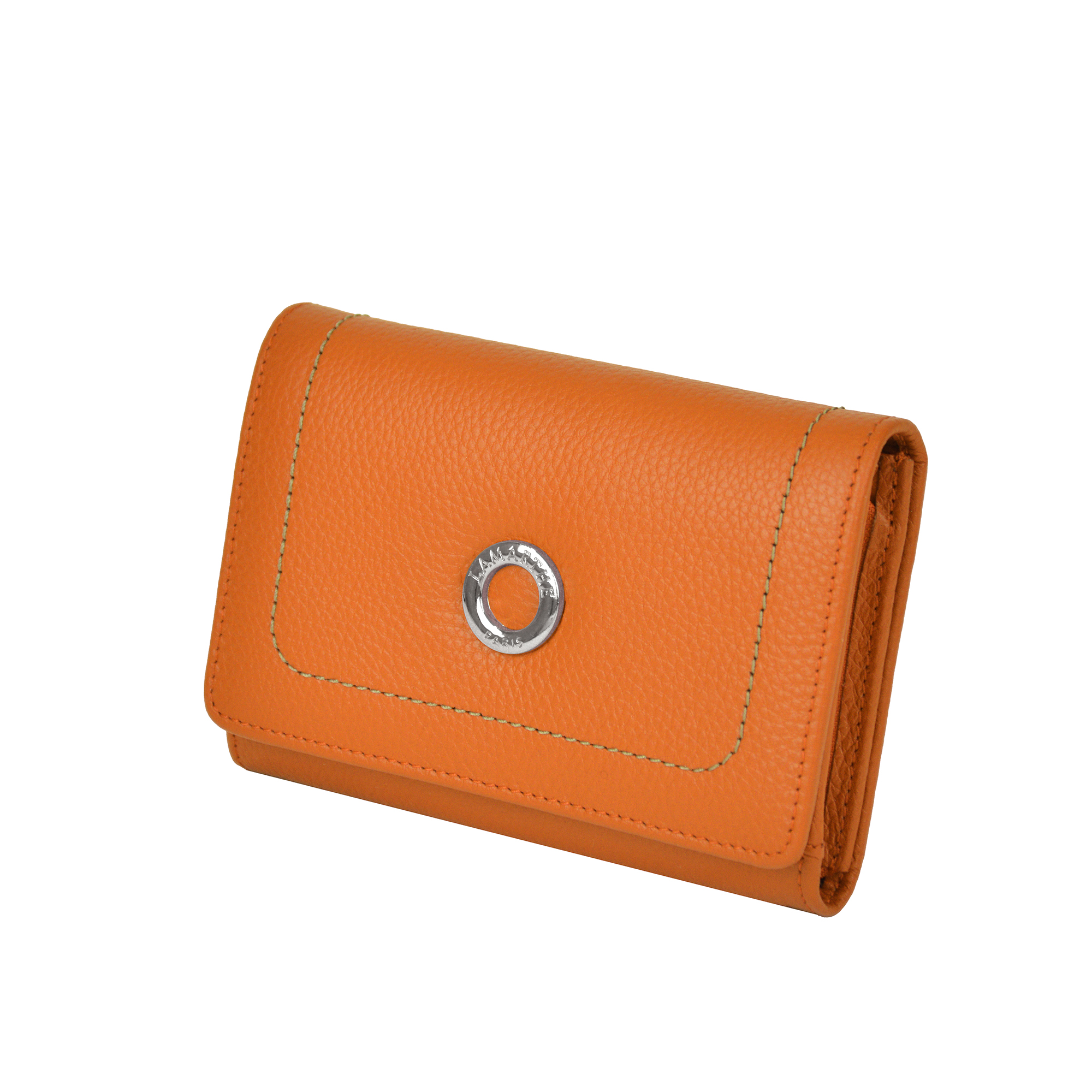 Lamarthe Paris Geldbörse Orange Spaltleder