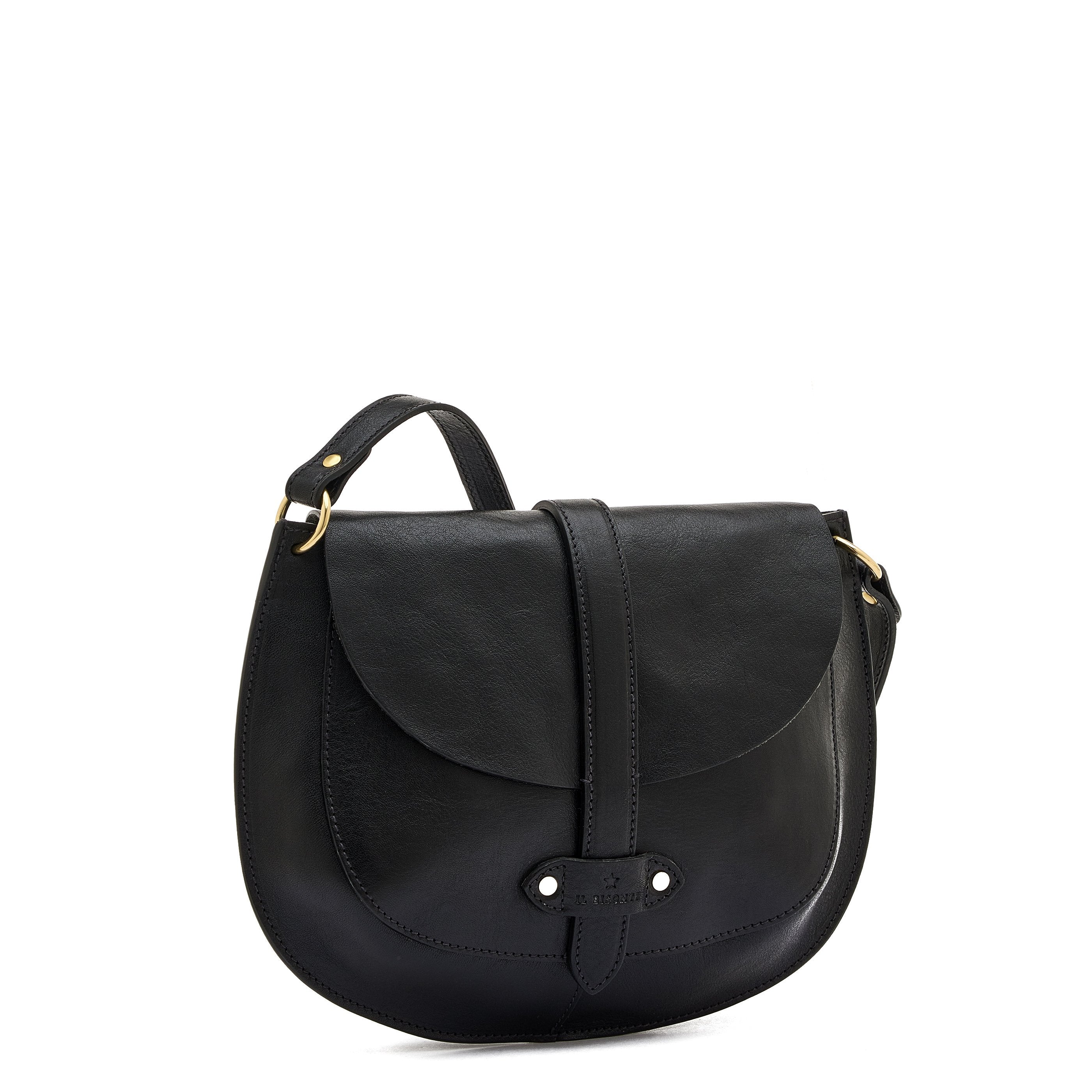 Il Bisonte Archivio Saddle Schultertasche Schwarz Leder