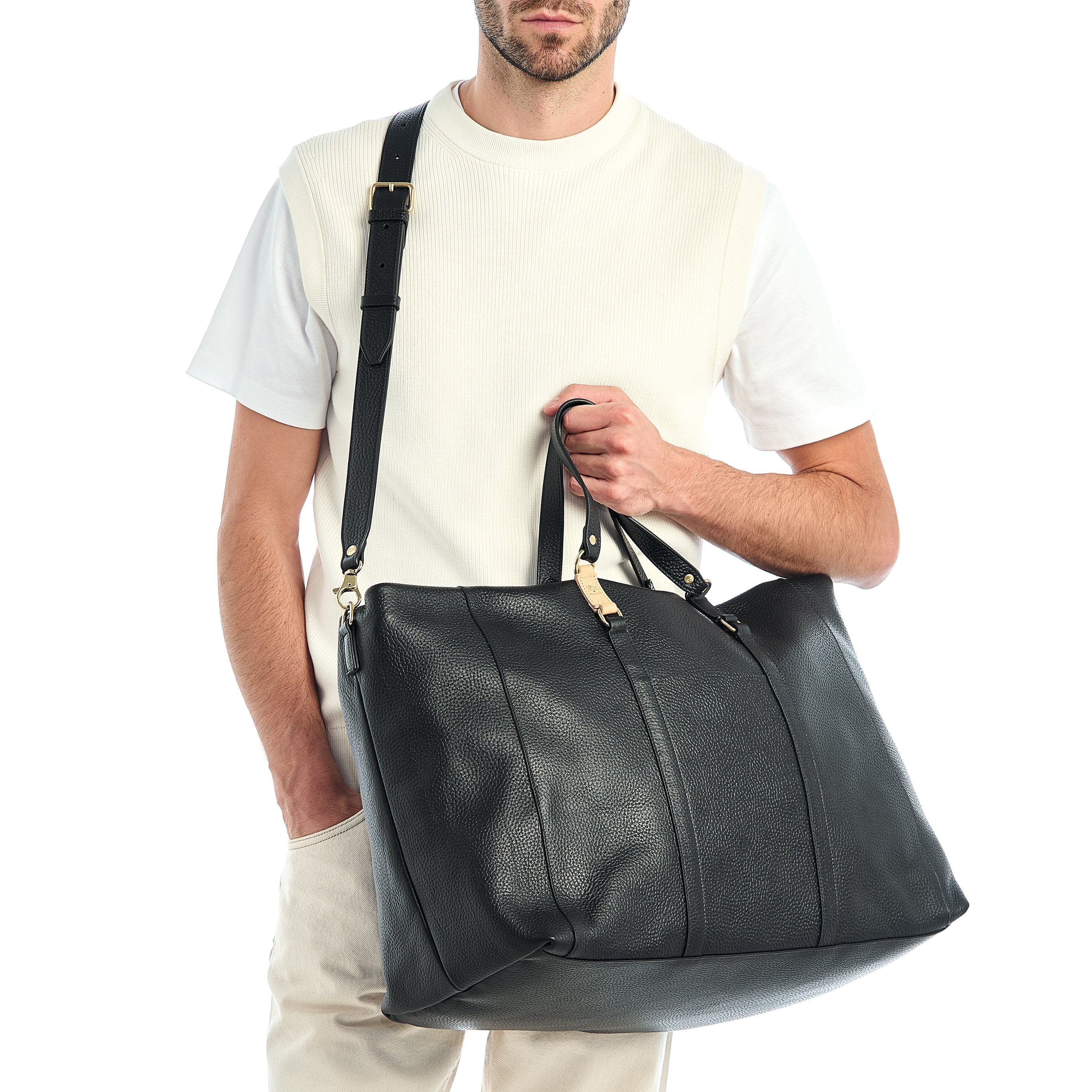 Il Bisonte Segno Reisetasche Schwarz Leder