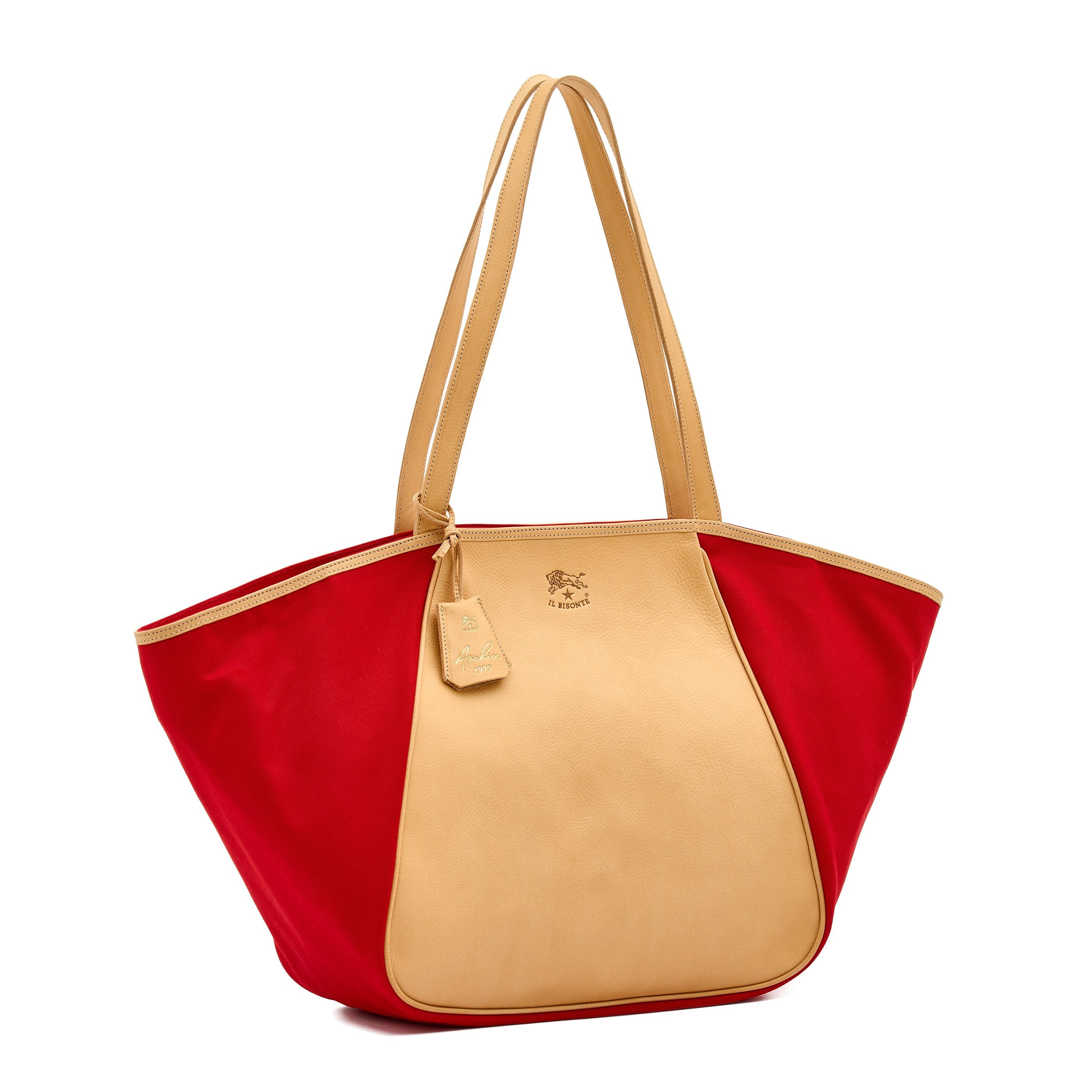 Il Bisonte Archive 1970 Shopper Rot Natur Stoff