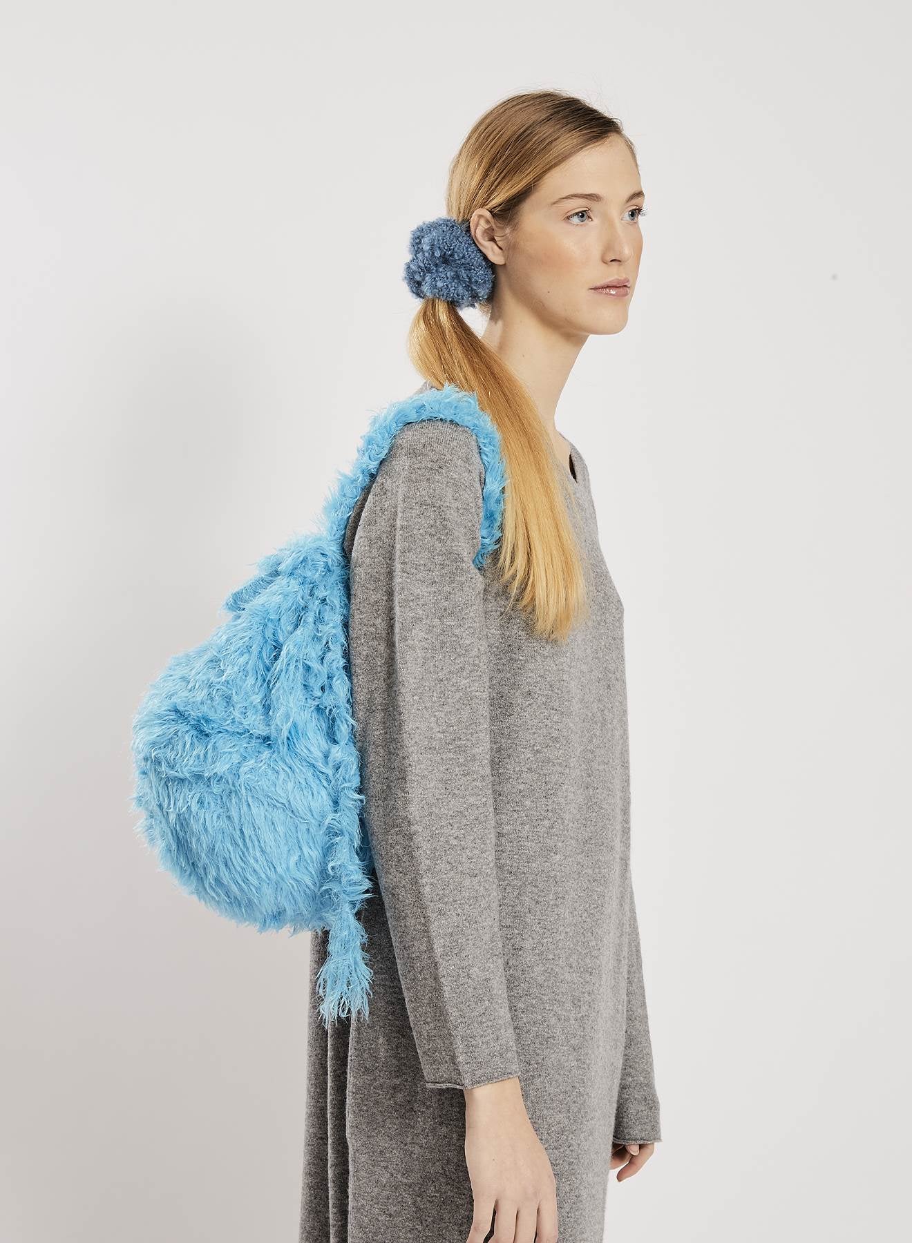 Maria la Rosa Feathers SH301 Handtasche Schwarz Flausch