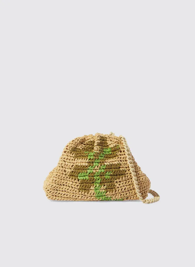 Maria la Rosa Clover Mini Bag Crochet Clutch Natural Kleeblatt