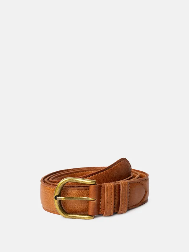 RE:DESIGNED Hyas Wide Gürtel Burned Tan Vollleder 3,5 cm