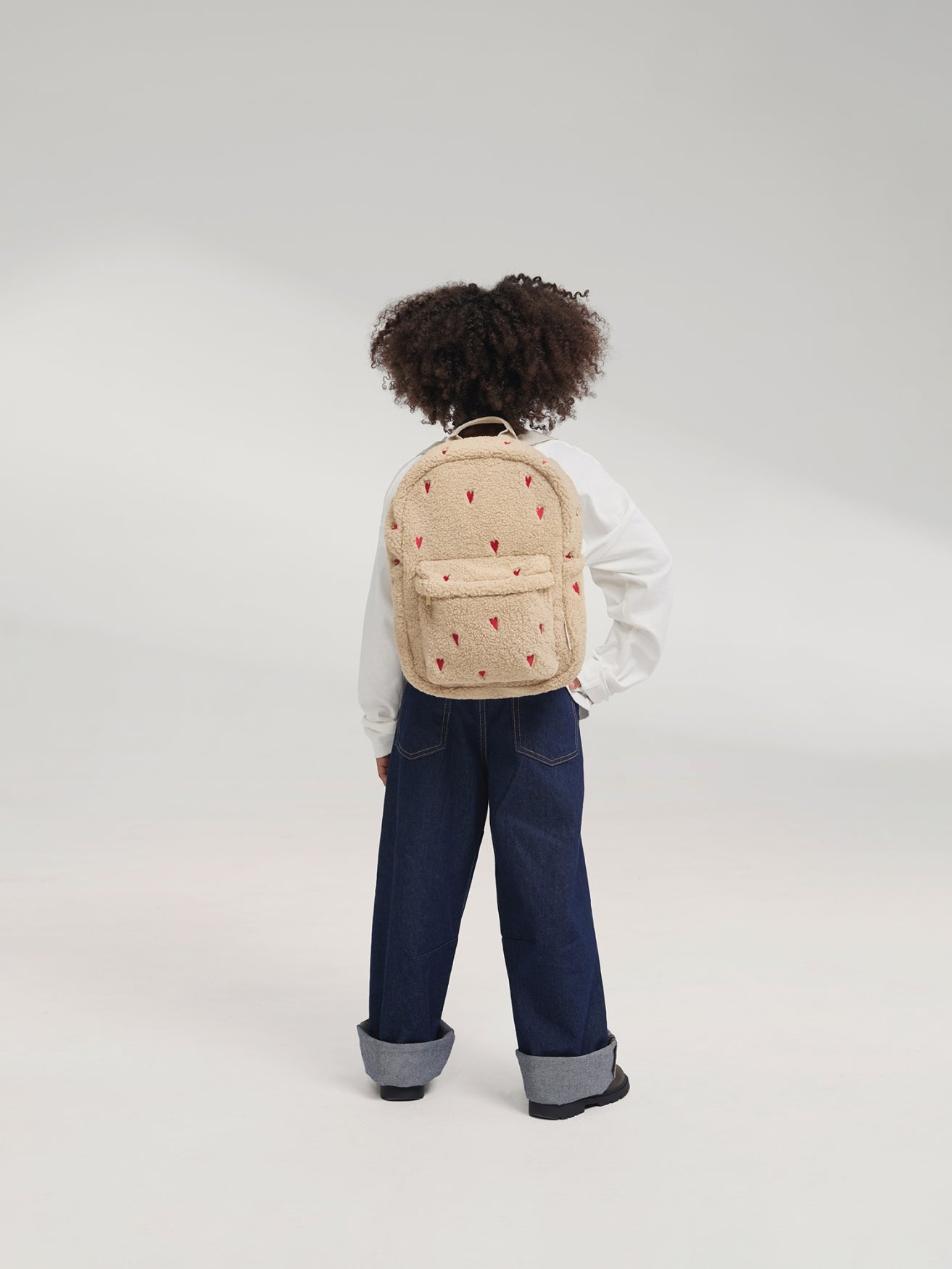 Studio Noos Teddy Midi Rucksack Ecru Hearts Kinder 6+