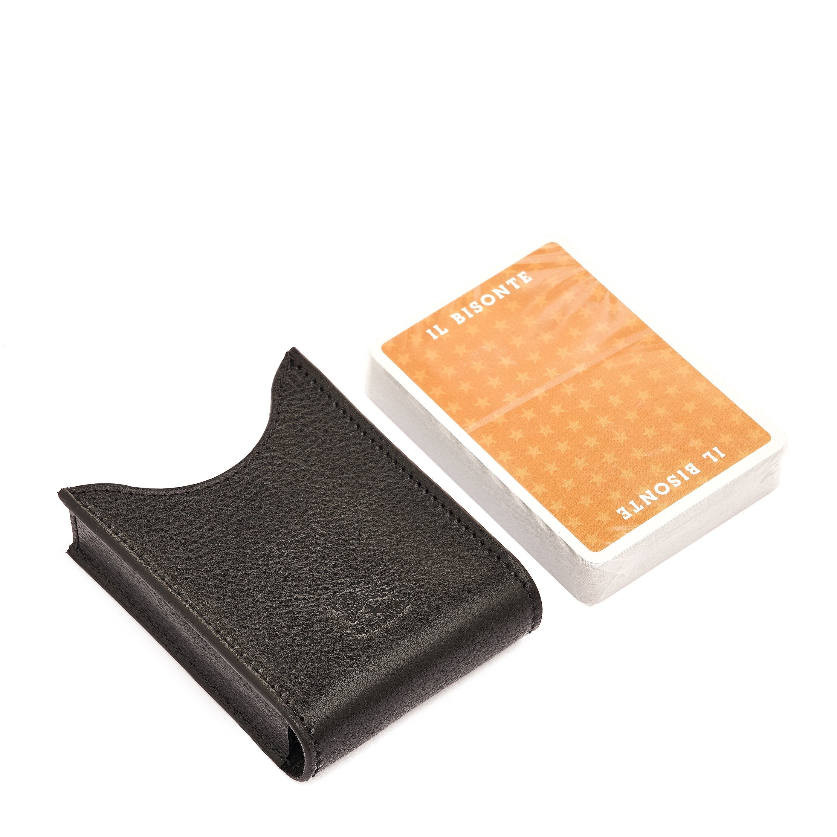Il Bisonte Home Spielkartenetui Leder schwarz 1 Deck