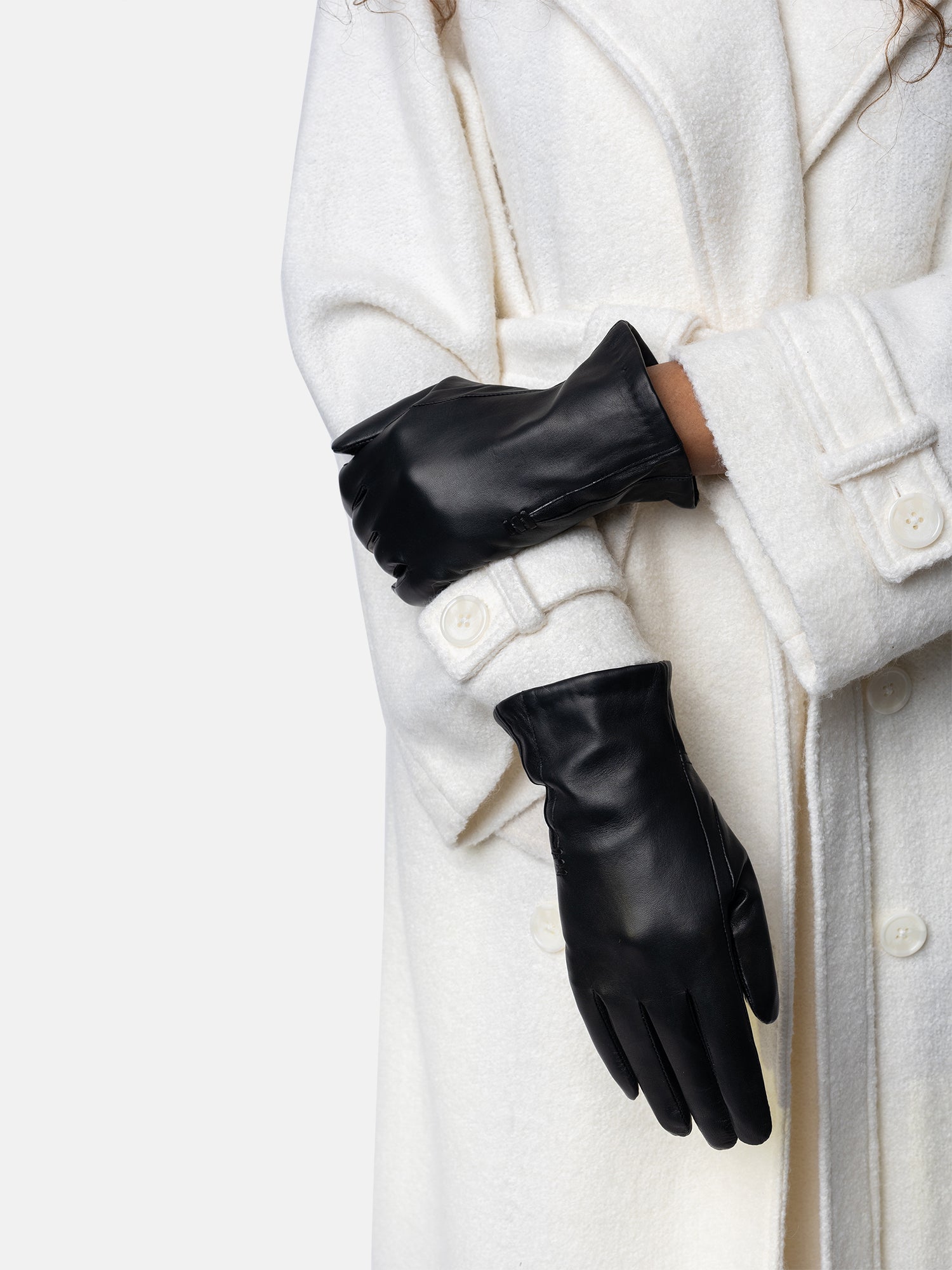 RE:DESIGNED Kayla Wool Lederhandschuhe Schwarz Wolle