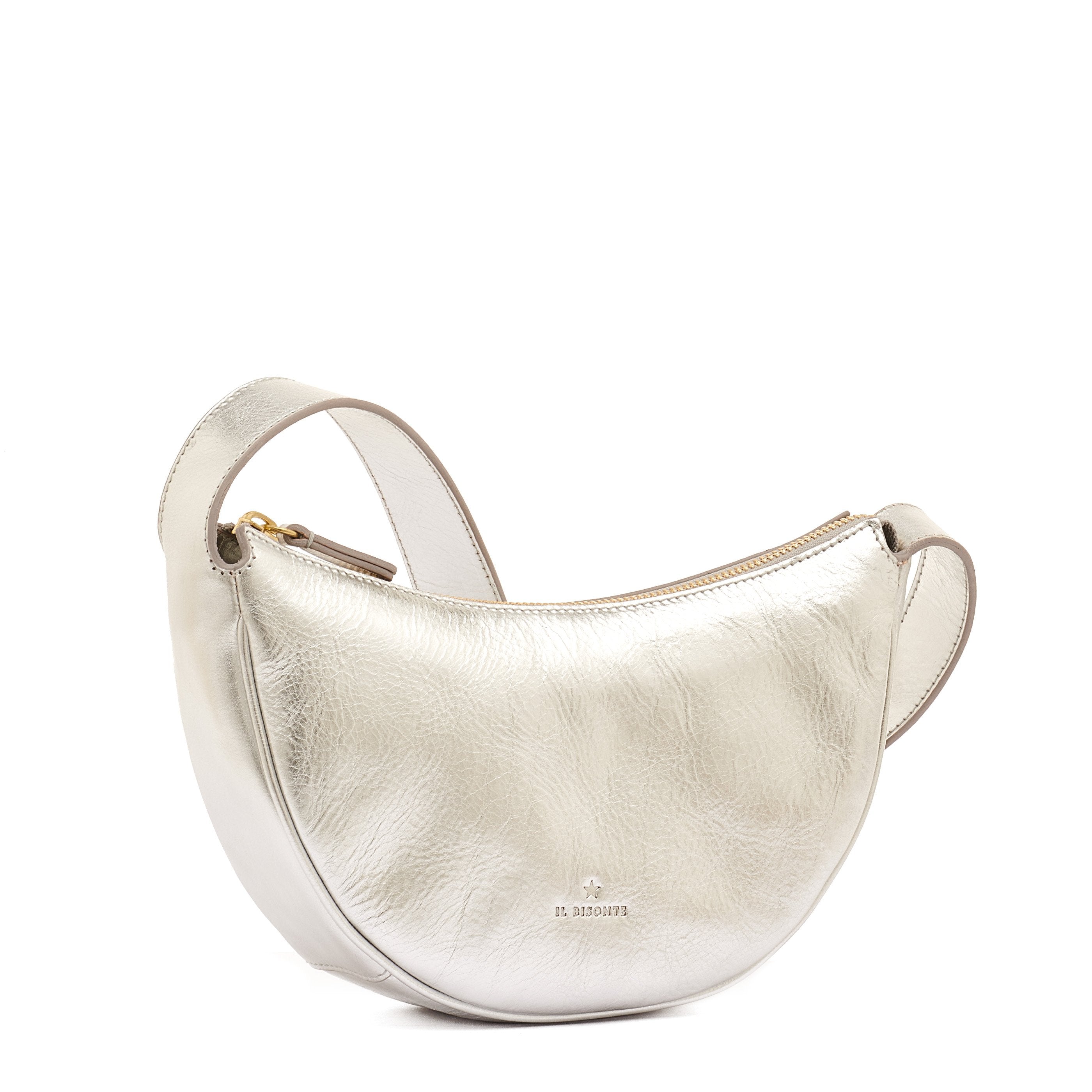 Il Bisonte Oliveta Hobo Silber Metallicleder