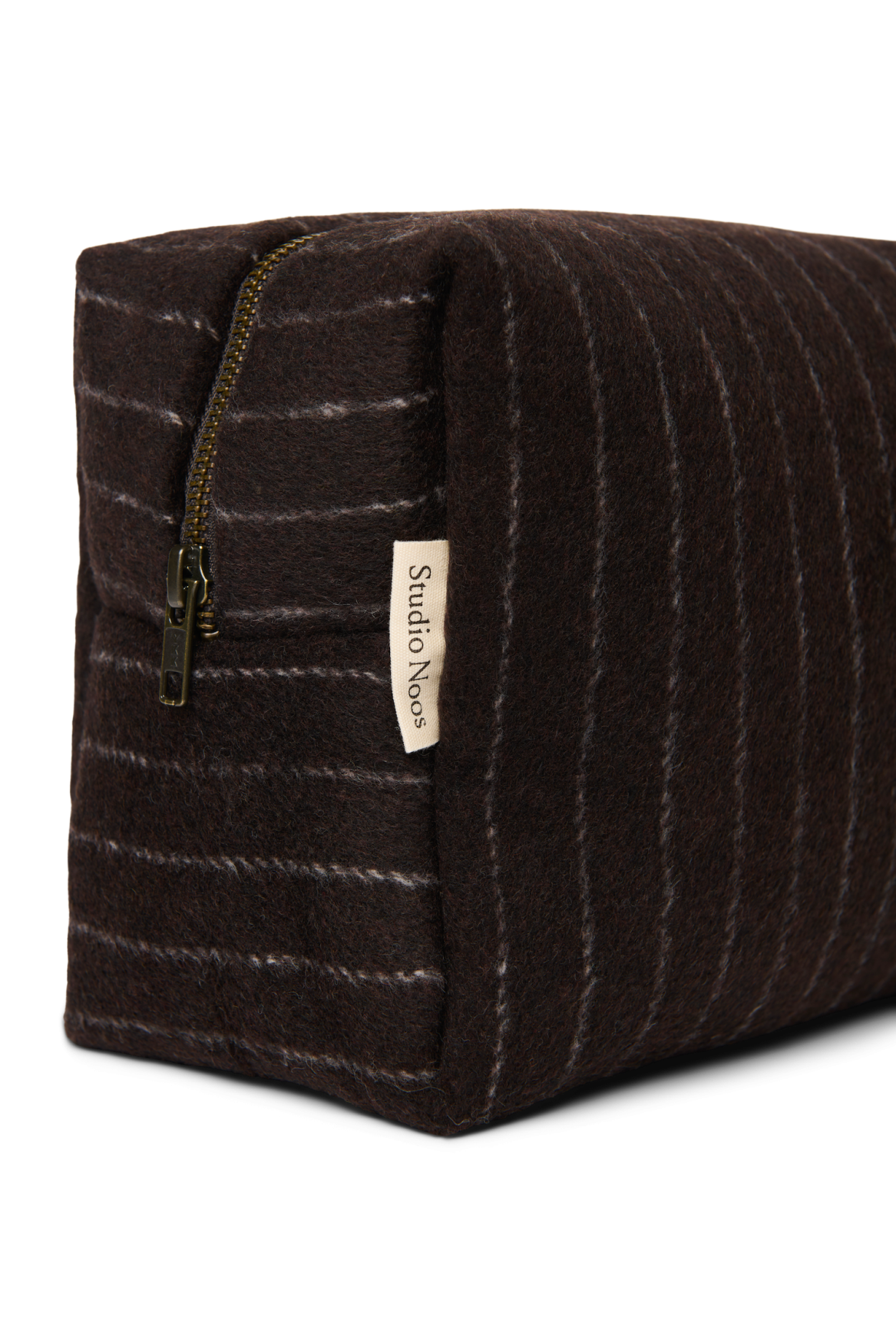 Studio Noos Flannel Chalkstripe Toiletry Bag Kulturbeutel Braun