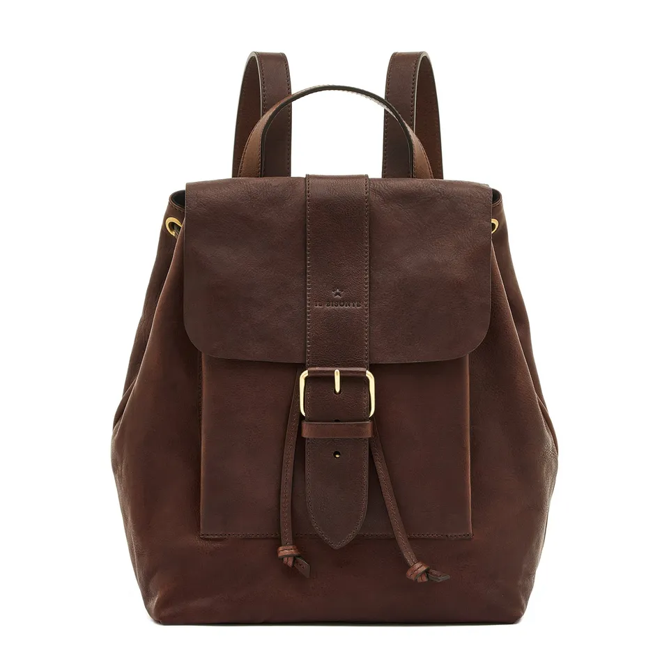Il Bisonte 1990 Rucksack Leder kaffee Damen Vintage