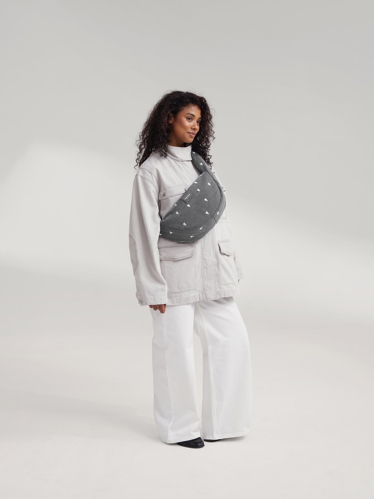 Studio Noos Denim Mini Cross Body Umhängetasche Grey Hearts