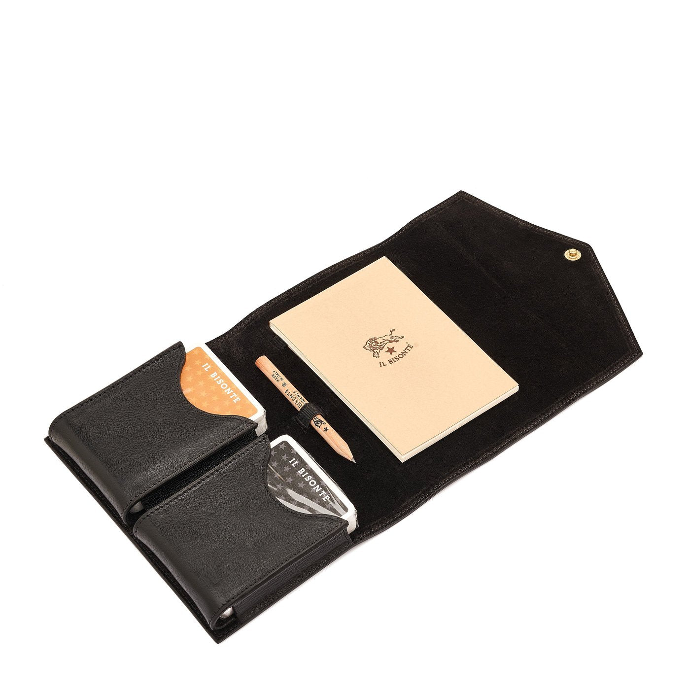Il Bisonte Home Spielkartenetui Leder schwarz