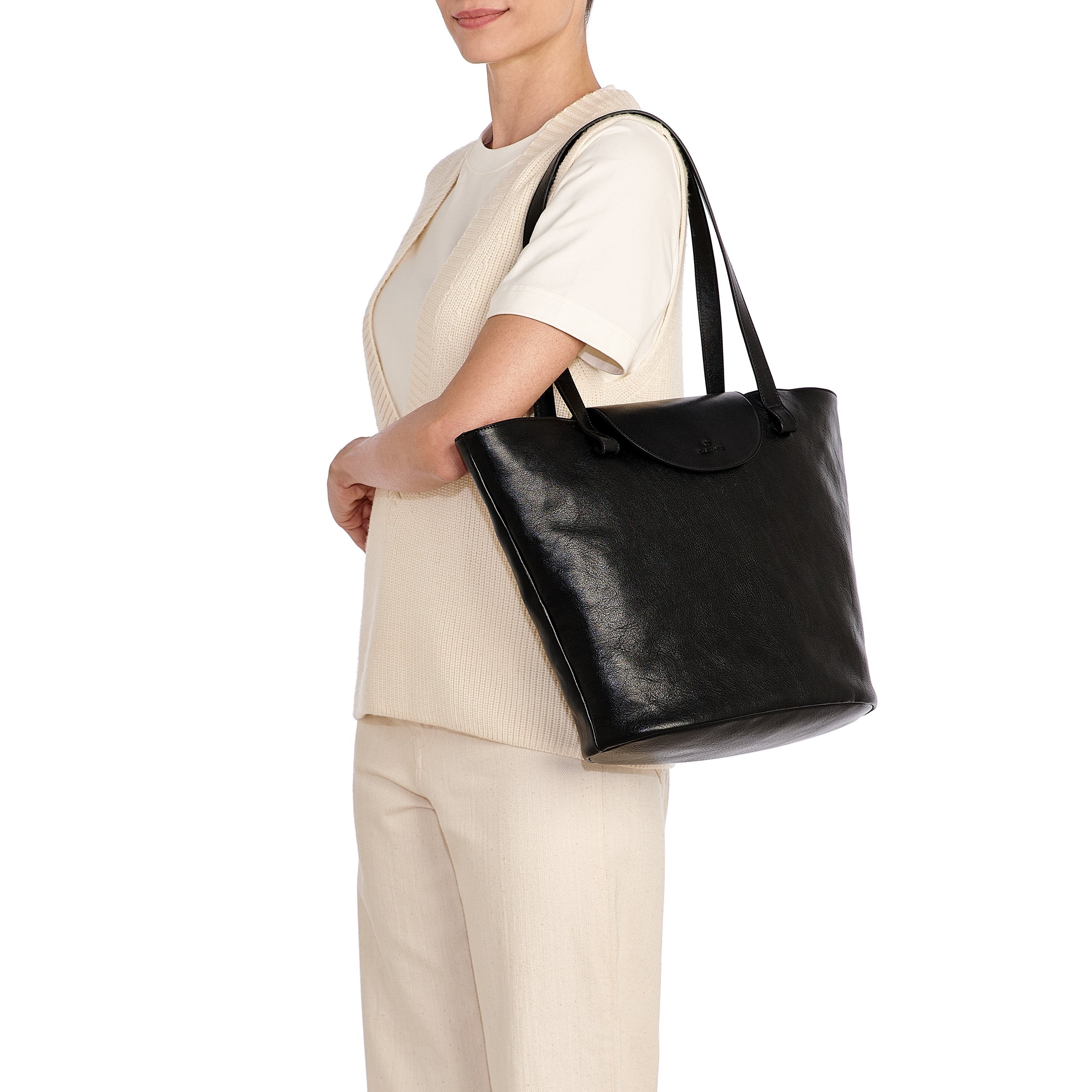 Il Bisonte Linea 1978 Shopper Schwarz Vollleder