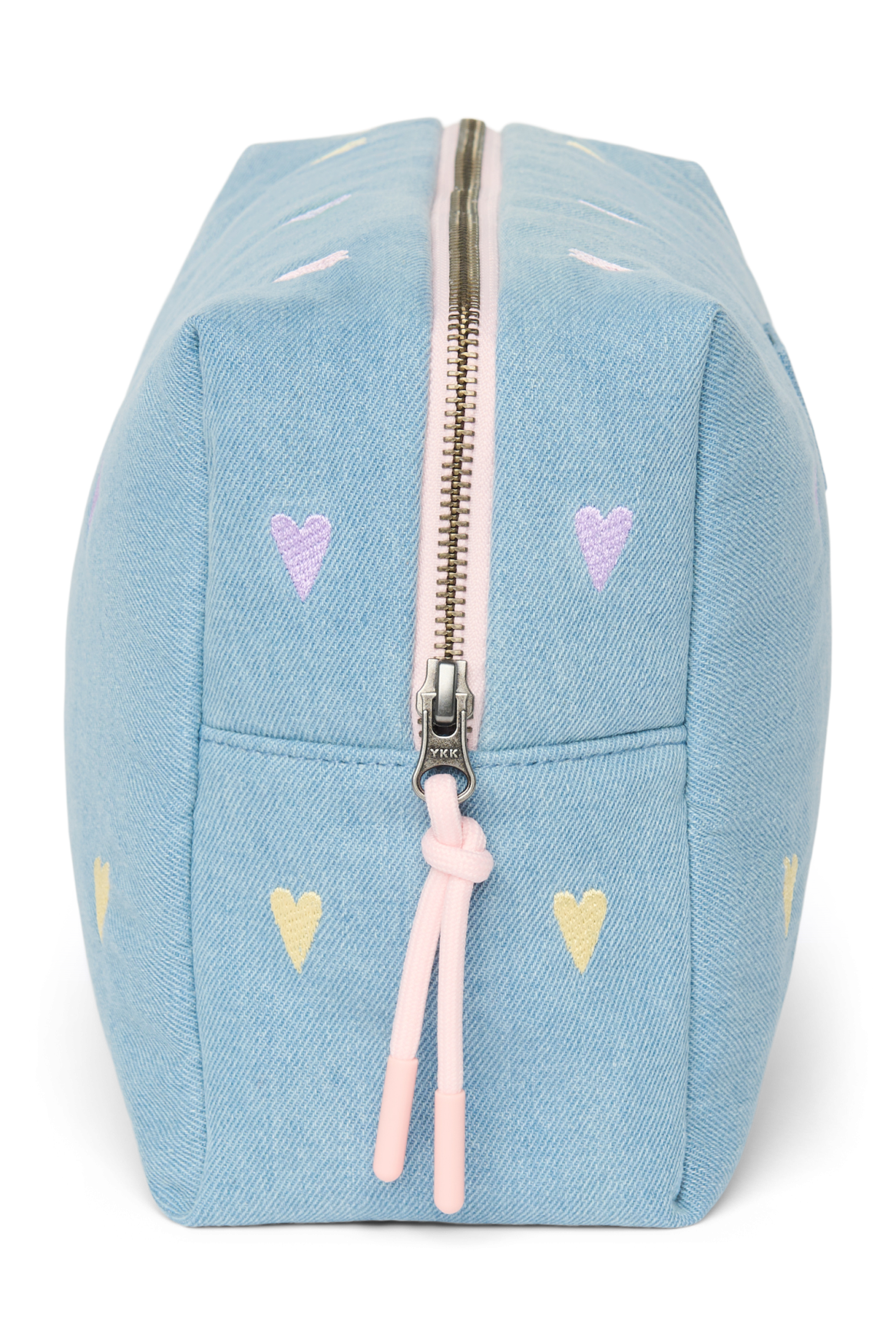 Studio Noos Denim Toiletry Bag Kosmetiktasche Light Blue Hearts