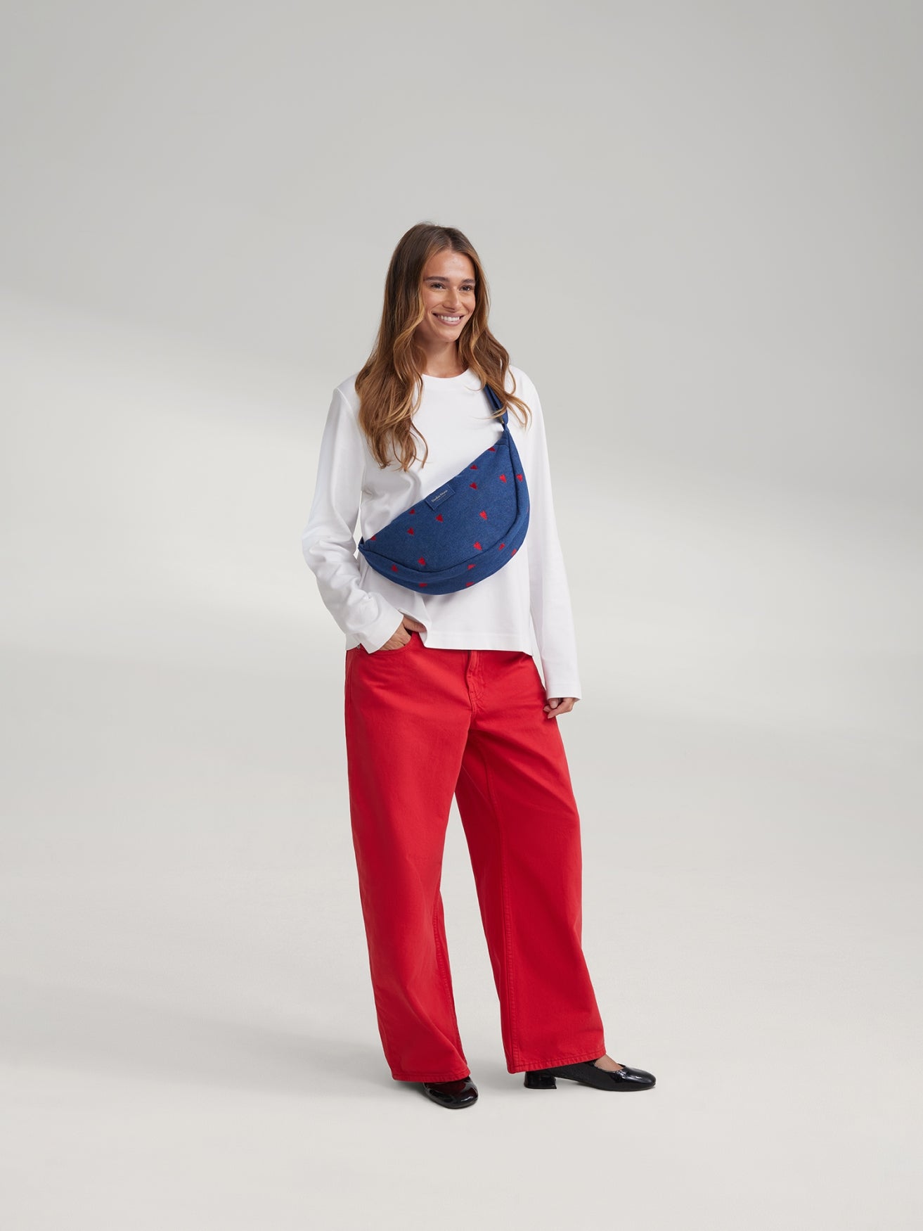 Studio Noos Denim Bauchtasche Dunkelblau Herzen