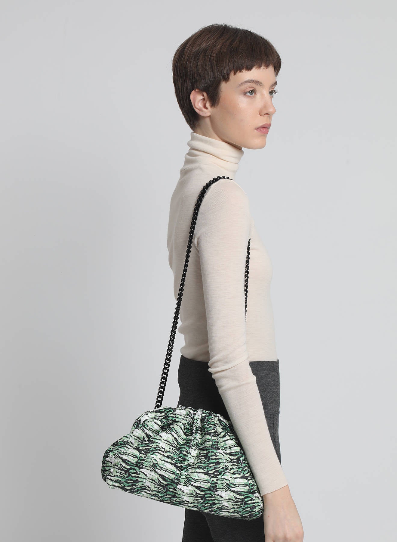 Maria la Rosa Tigress Game Bag Clutch Grün Tigerprint