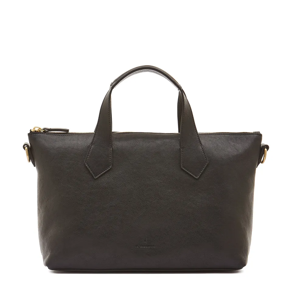 Il Bisonte Le Laudi Handtasche schwarz Vollleder