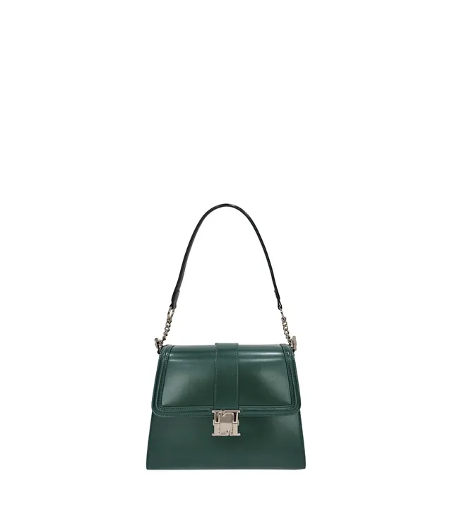 Lamarthe Bella Schultertasche Dunkelgrün Spaltleder