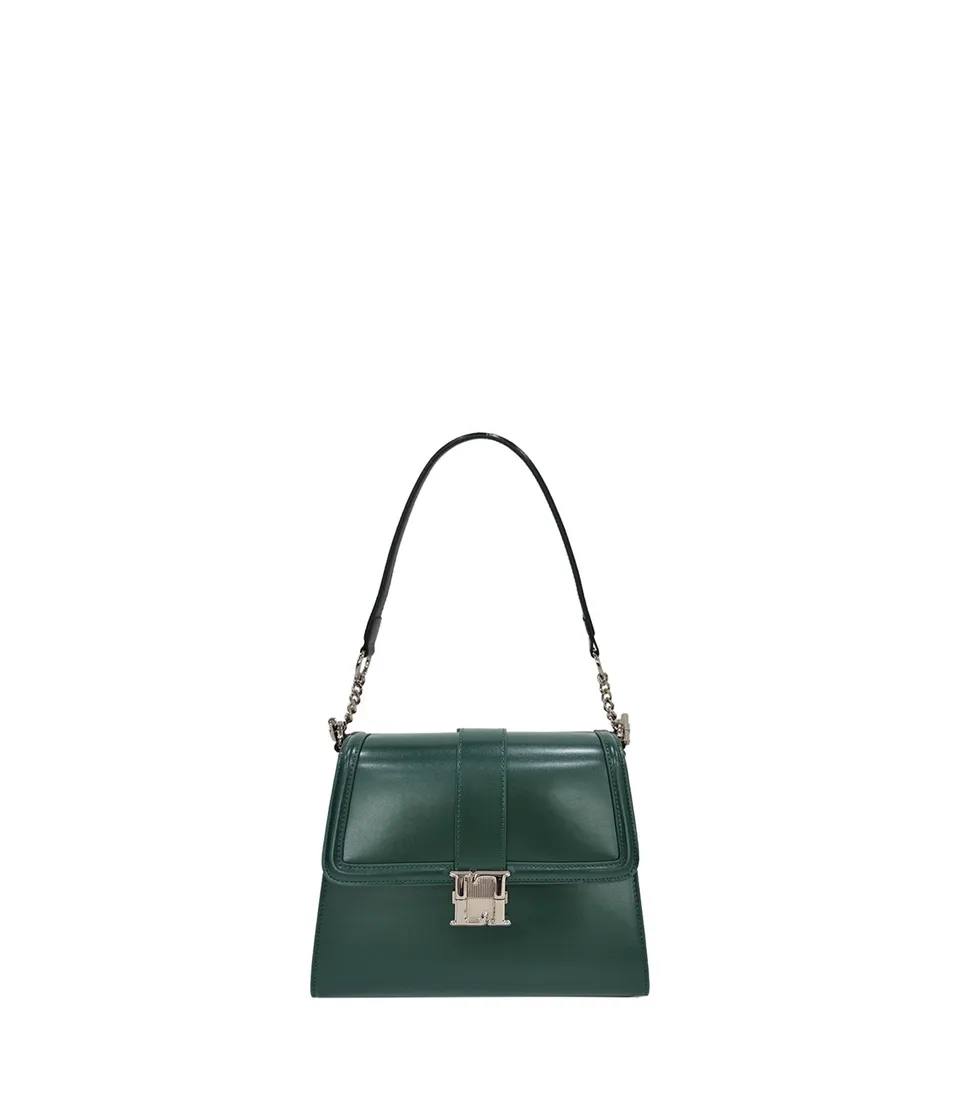 Lamarthe Bella Schultertasche Dunkelgrün Spaltleder