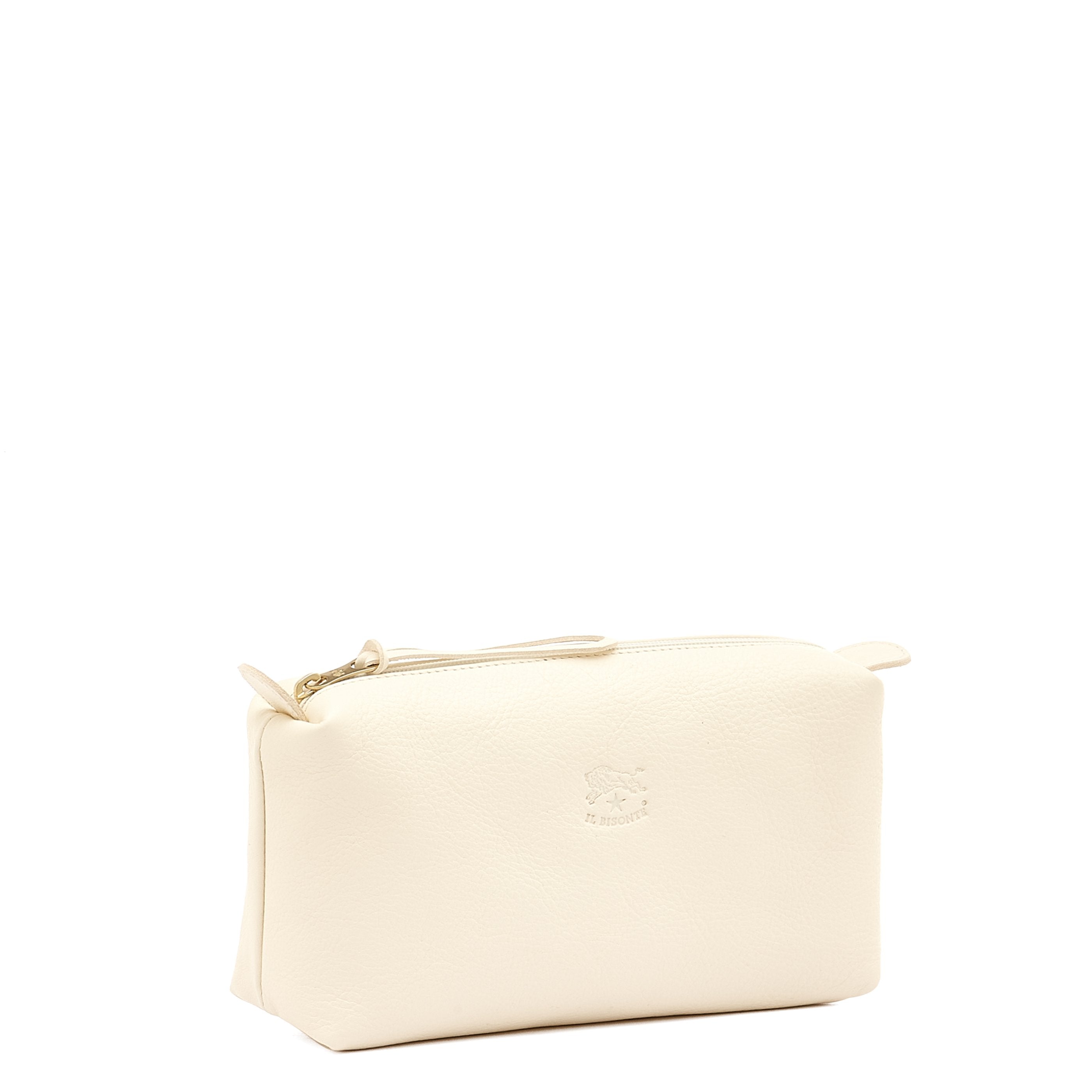 Il Bisonte Kosmetiktasche Vollleder Milchweiß Latte