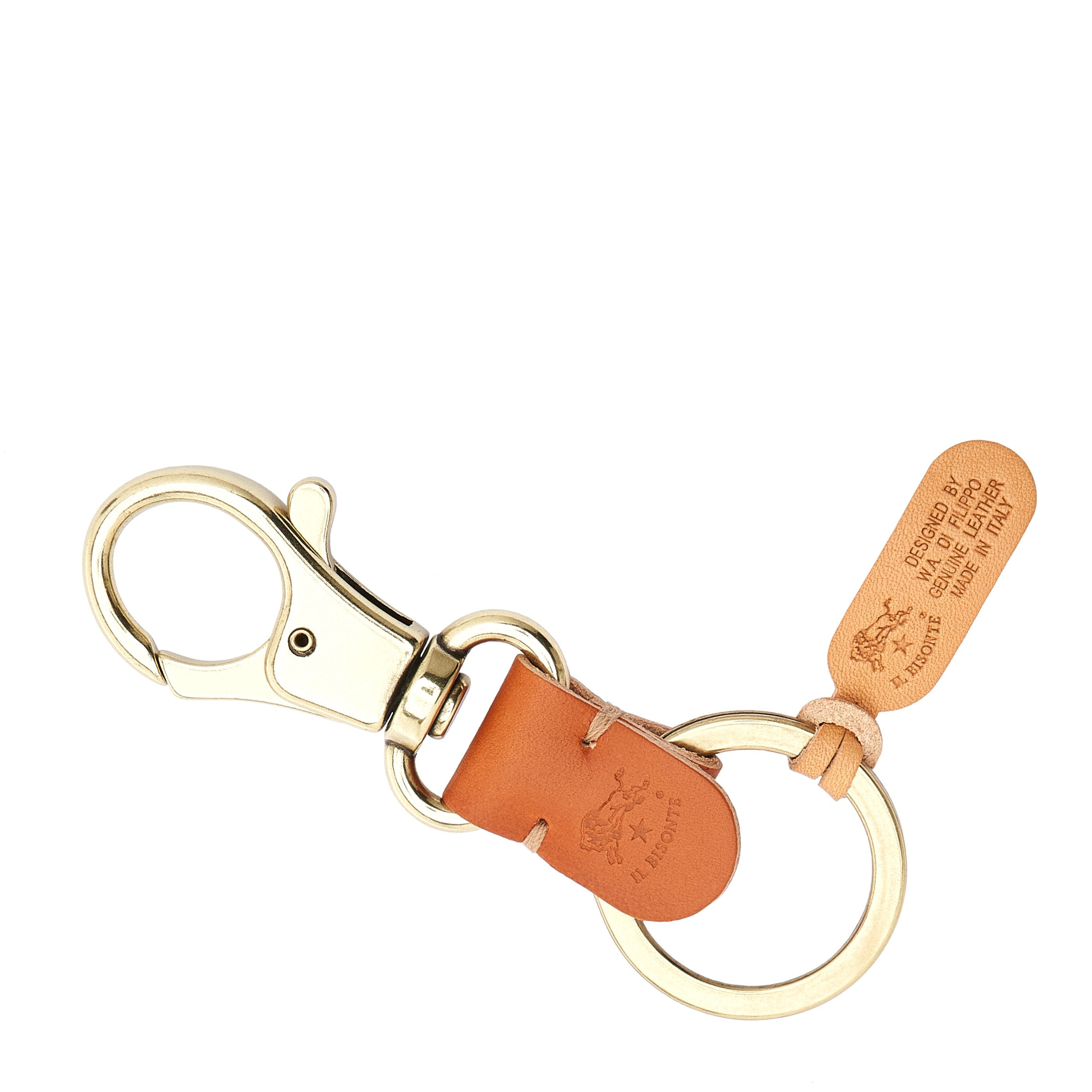 Il Bisonte Schlüsselanhänger Vollleder Karamell mit Karabiner