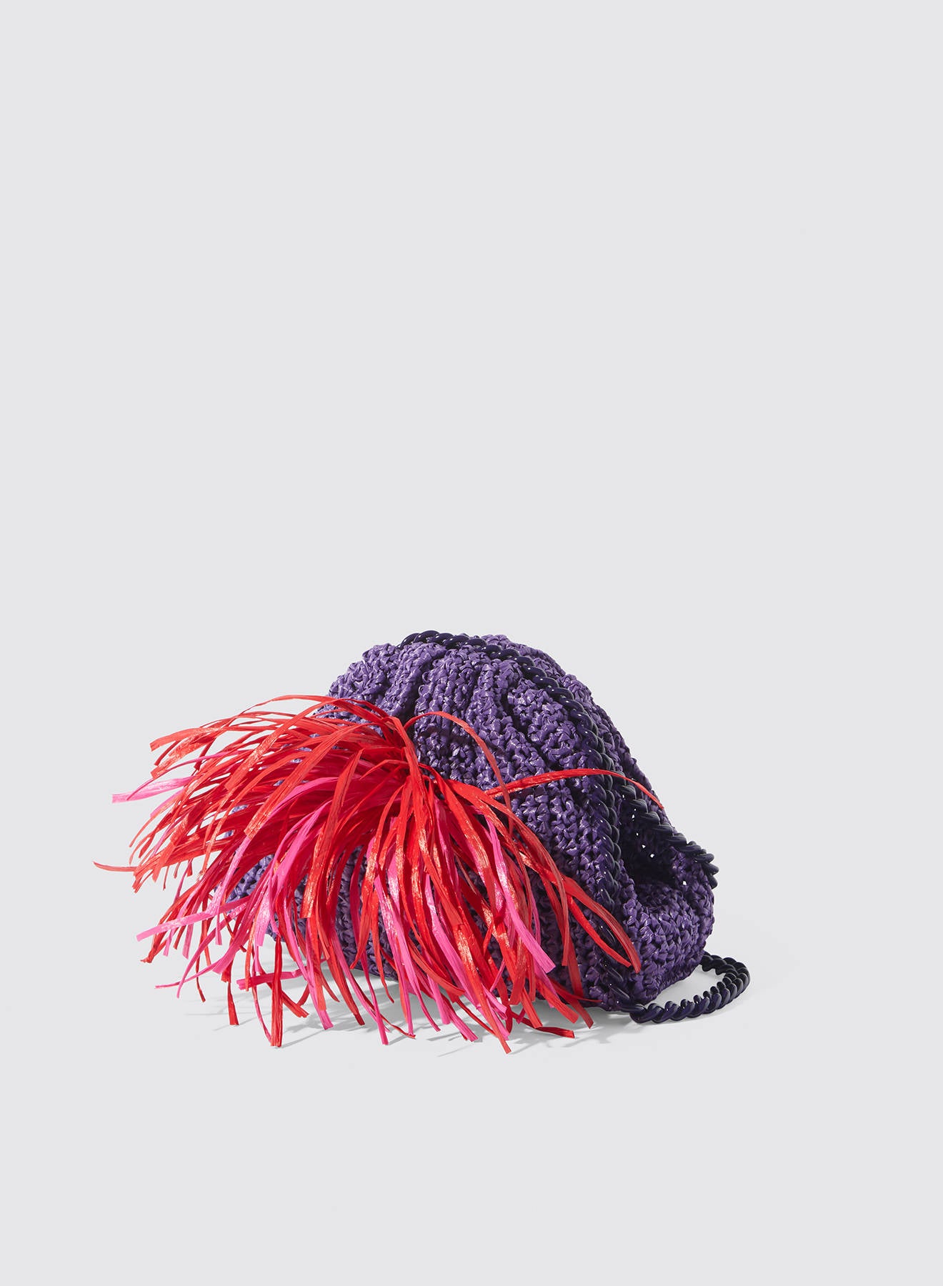 Maria la Rosa Eolia Mini Raffia Clutch Violet