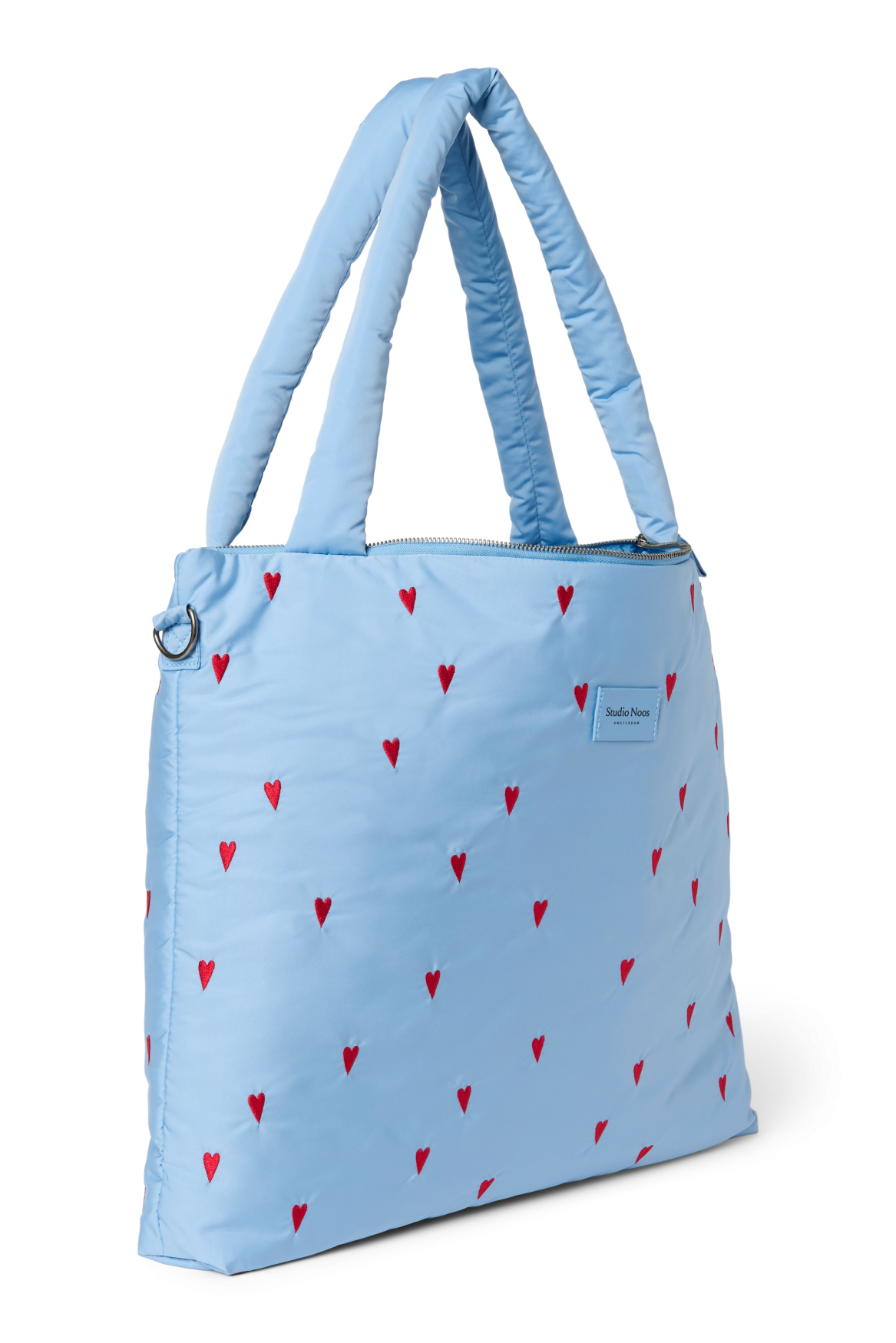 Studio Noos Puffy Wickeltasche Hellblau Herzen gesteppt
