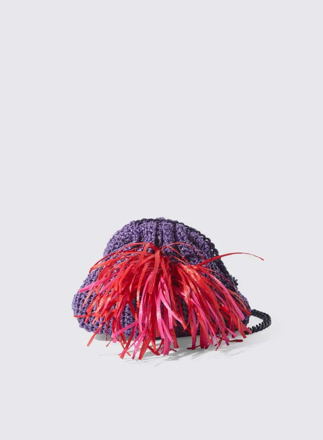 Maria la Rosa Eolia Mini Raffia Clutch Violet