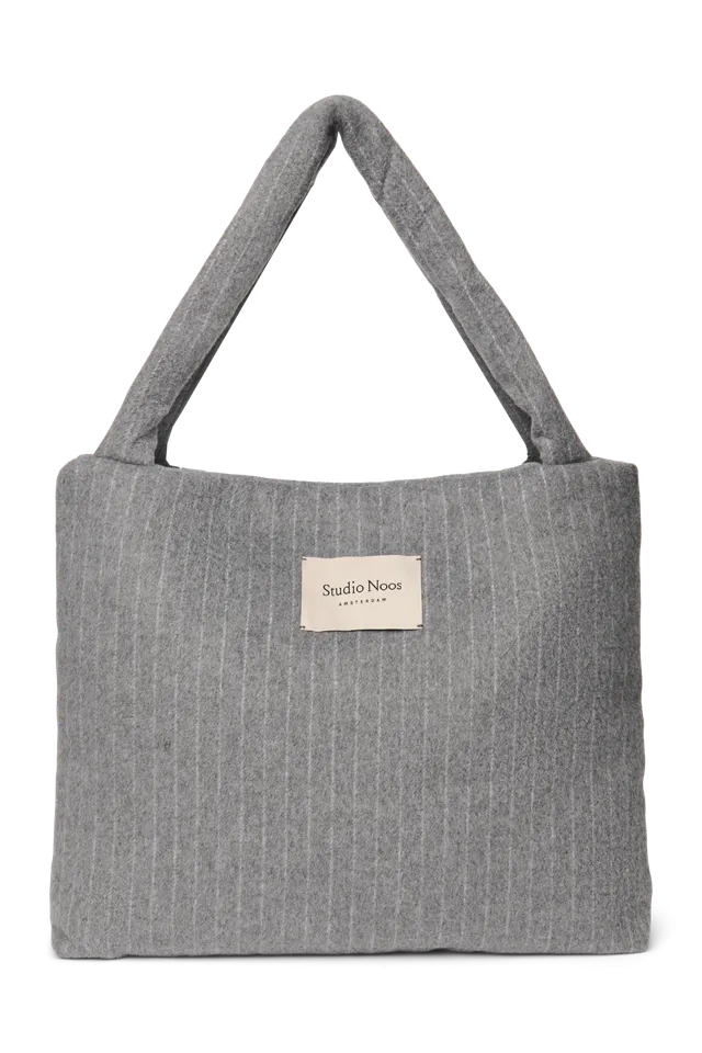 Studio Noos Flannel Chalkstripe Mom Bag Wickeltasche Grau