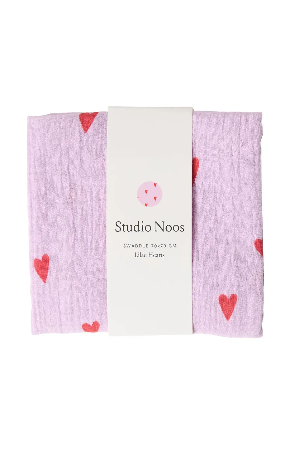 Studio Noos Swaddle Mulltuch Medium Purple Hearts
