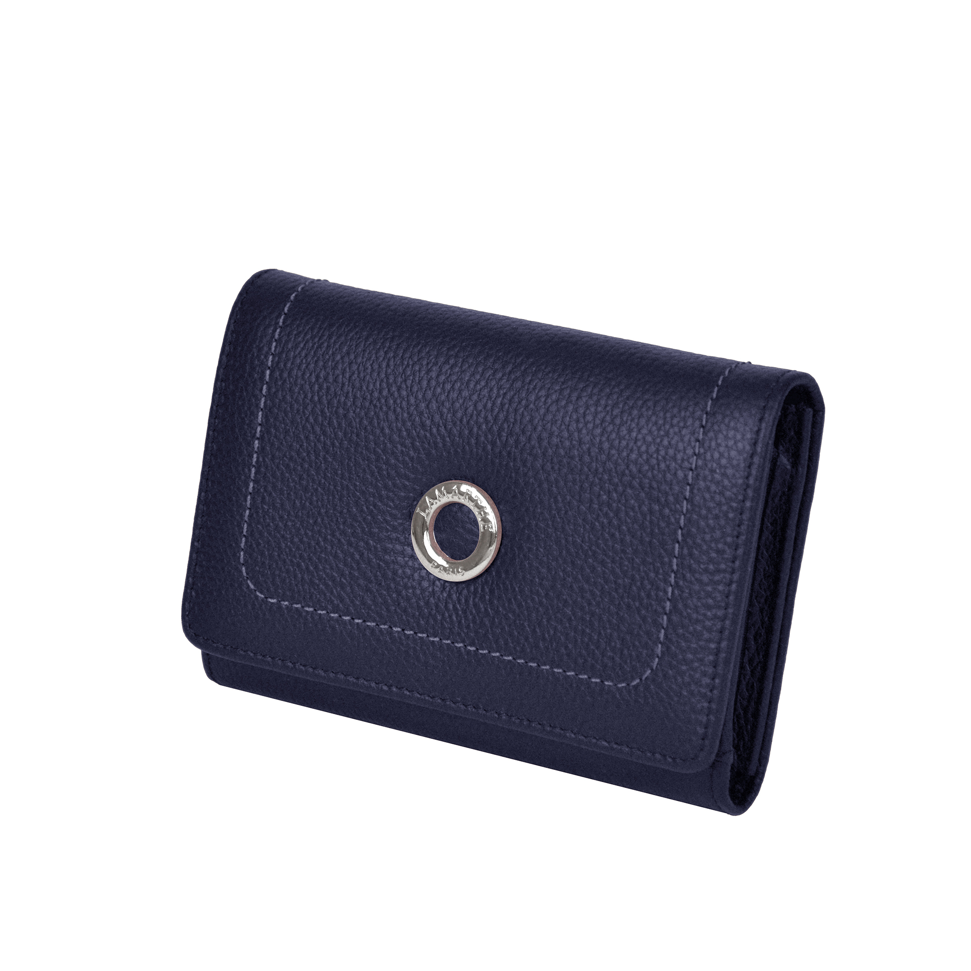 Lamarthe Paris Geldbörse Marineblau Spaltleder