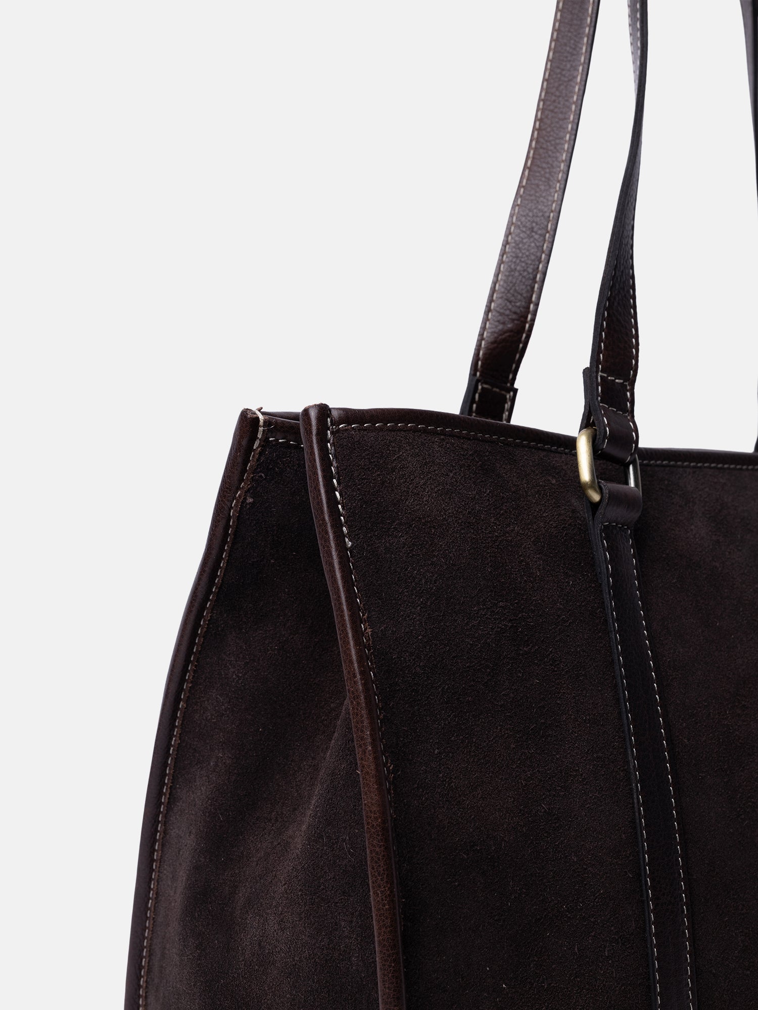 RE:DESIGNED Sola Schultertasche Dunkelbraun Wildleder