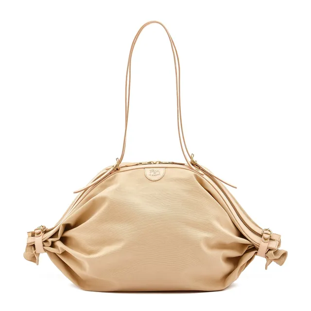 Il Bisonte Caramella Schultertasche Stoff natur