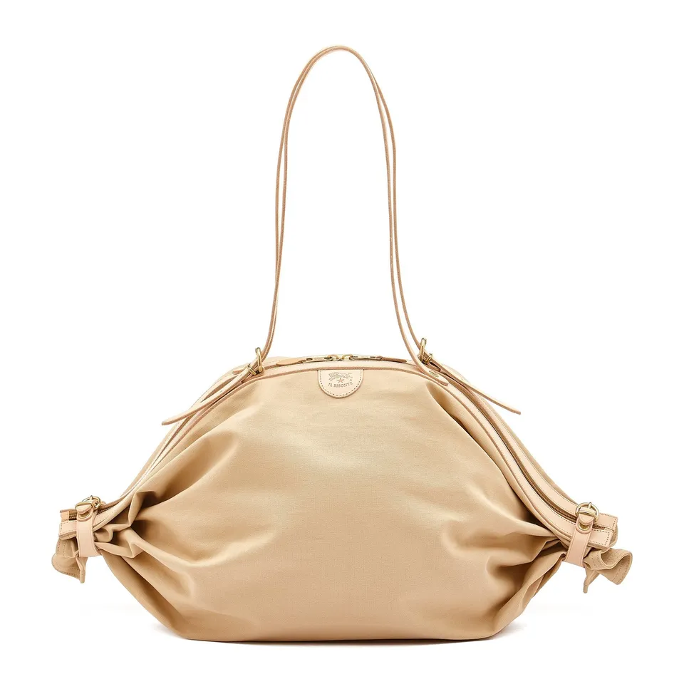 Il Bisonte Caramella Schultertasche Stoff natur