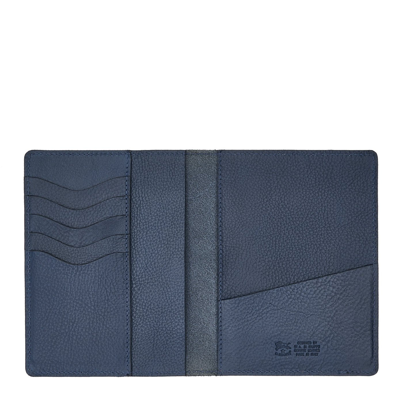 Il Bisonte Reisepasshülle Leder blau 5 Kartenfächer