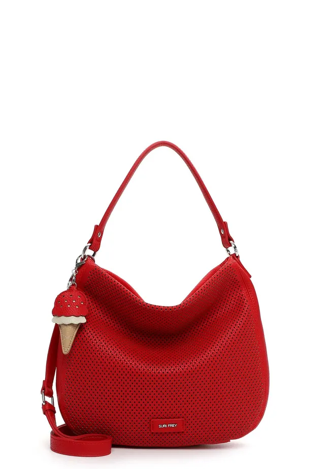 SURI FREY Cilly Bucket Bag Schultertasche Red Lochmuster