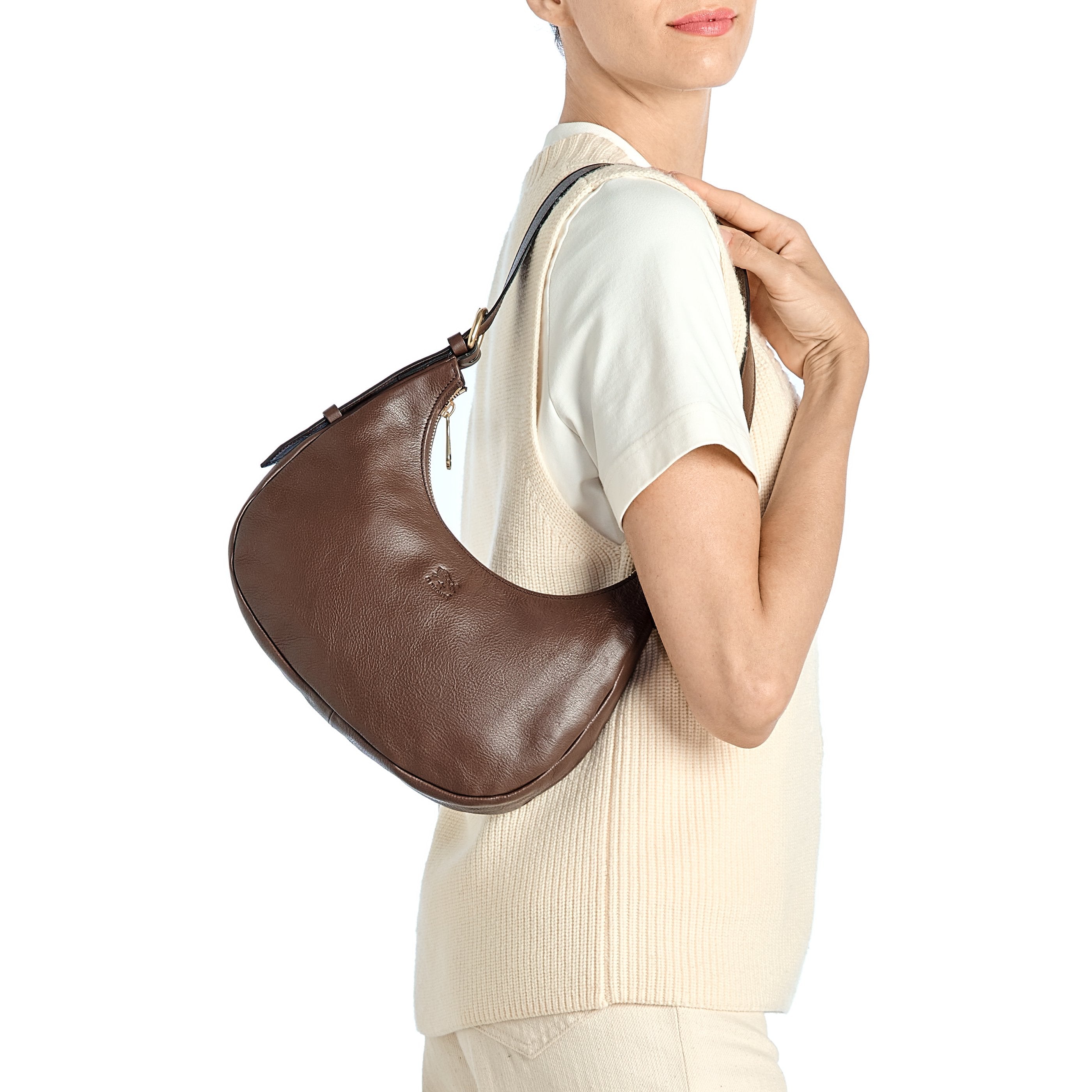 Il Bisonte Belcanto Schultertasche Tabakbraun Leder